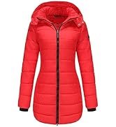 Women's Lightweight Puffer Jacket Mid Winter Warm Coat Quilted Long Warm Hooded Outwear