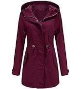 Women's Ligtweight Jackets Anorak Utility Drawstring Waist Hoodie Zip Up Fall Casual Coat with Po...