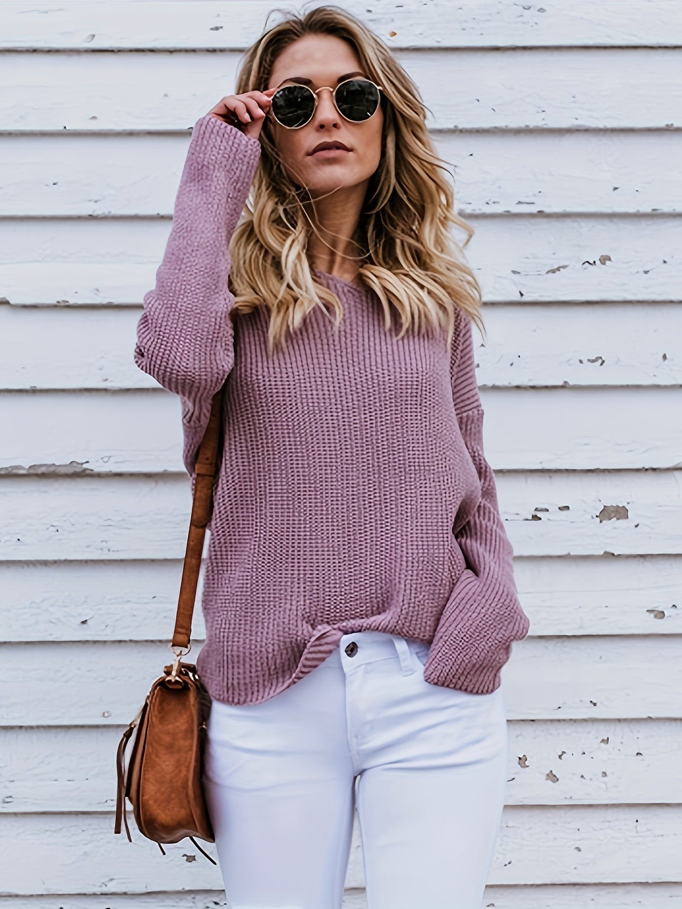 Solid Twist Back Pullover Sweater, Elegant Backless Long Sleeve Sweater, Women's Clothing