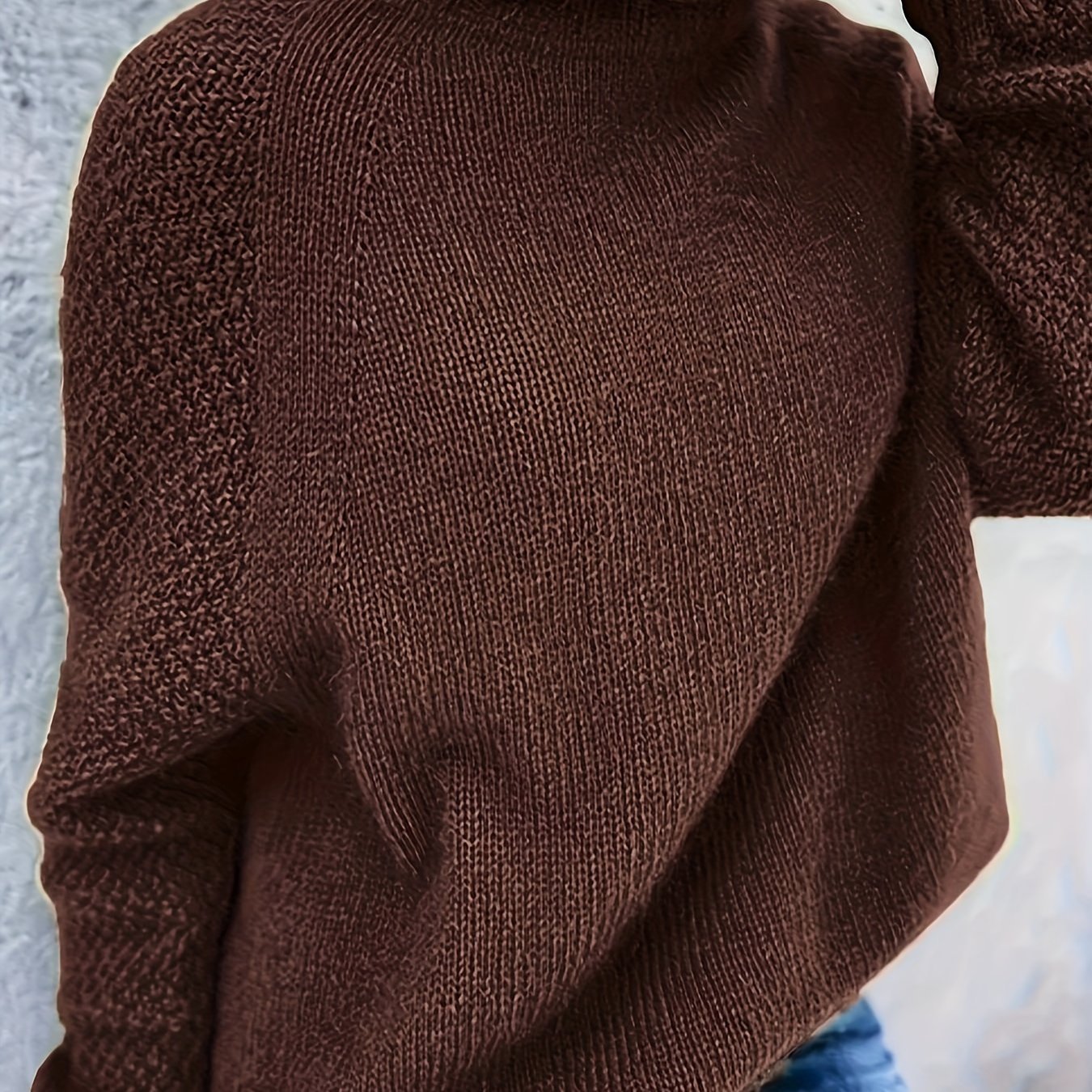 2a67837e08d04d68282d1372c61e3ecf_23d9383d991b Solid Turtle Neck Loose Pullover Sweater, Casual Long Sleeve Raglan Shoulder Sweater, Women's Clothing