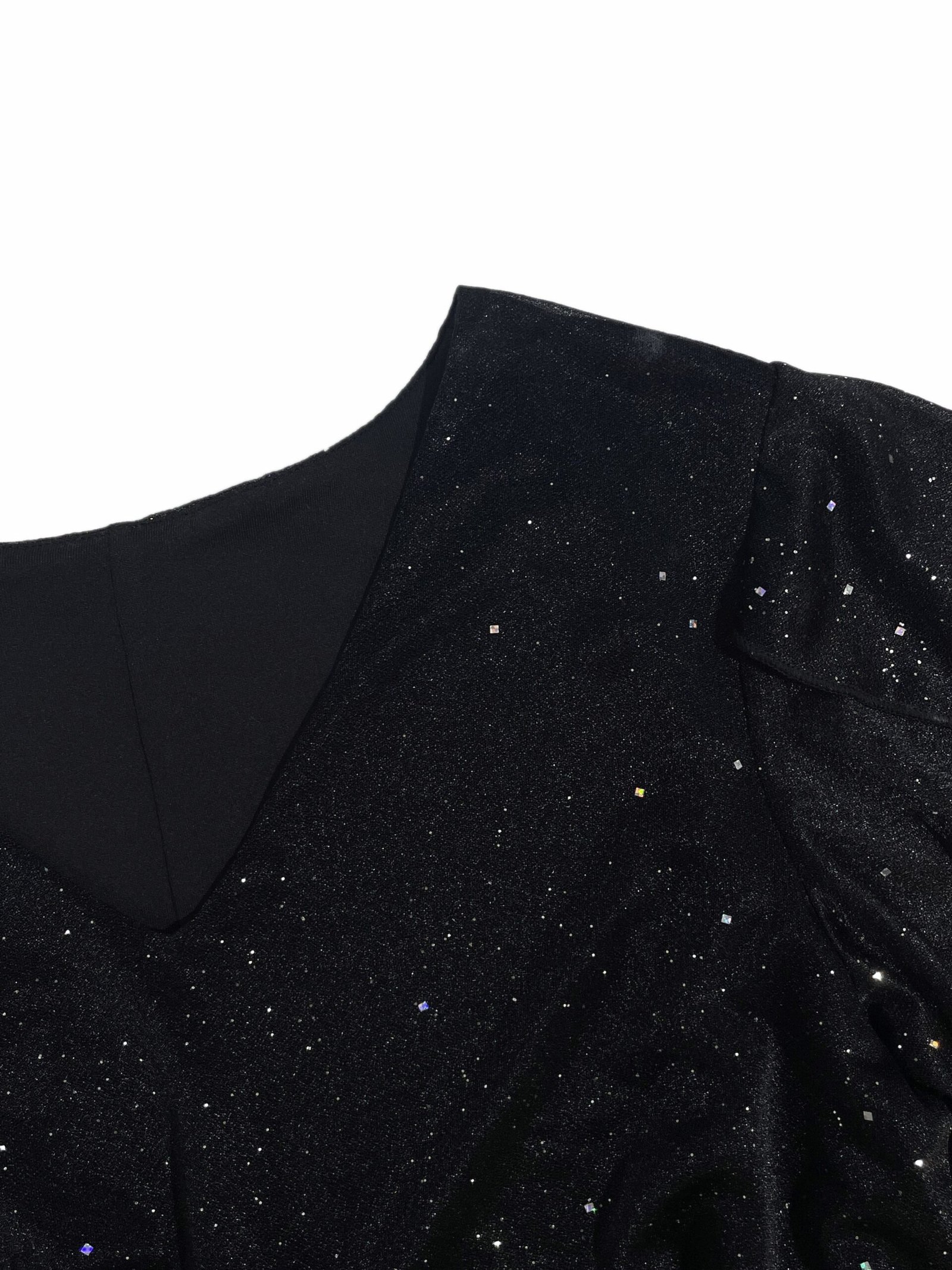 Sequined V Neck Loose Dress, Elegant Cloak Sleeve Mini Dress For Party & Banquet, Women's Clothing