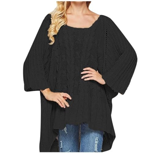 41kEB7hMQ2L Fall Sweater Women's Knitwear Crewneck Long Sleevel Shawl Cape Sweater 2023 Fashion Pullover Sweater
