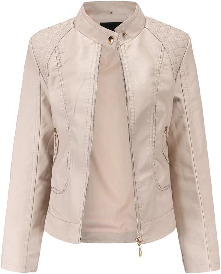 51g2pFp_swL._AC_SL1001 Women's Trendy Faux Leather Jacket Moto Short Jacket Fashion PU Jacket Coat