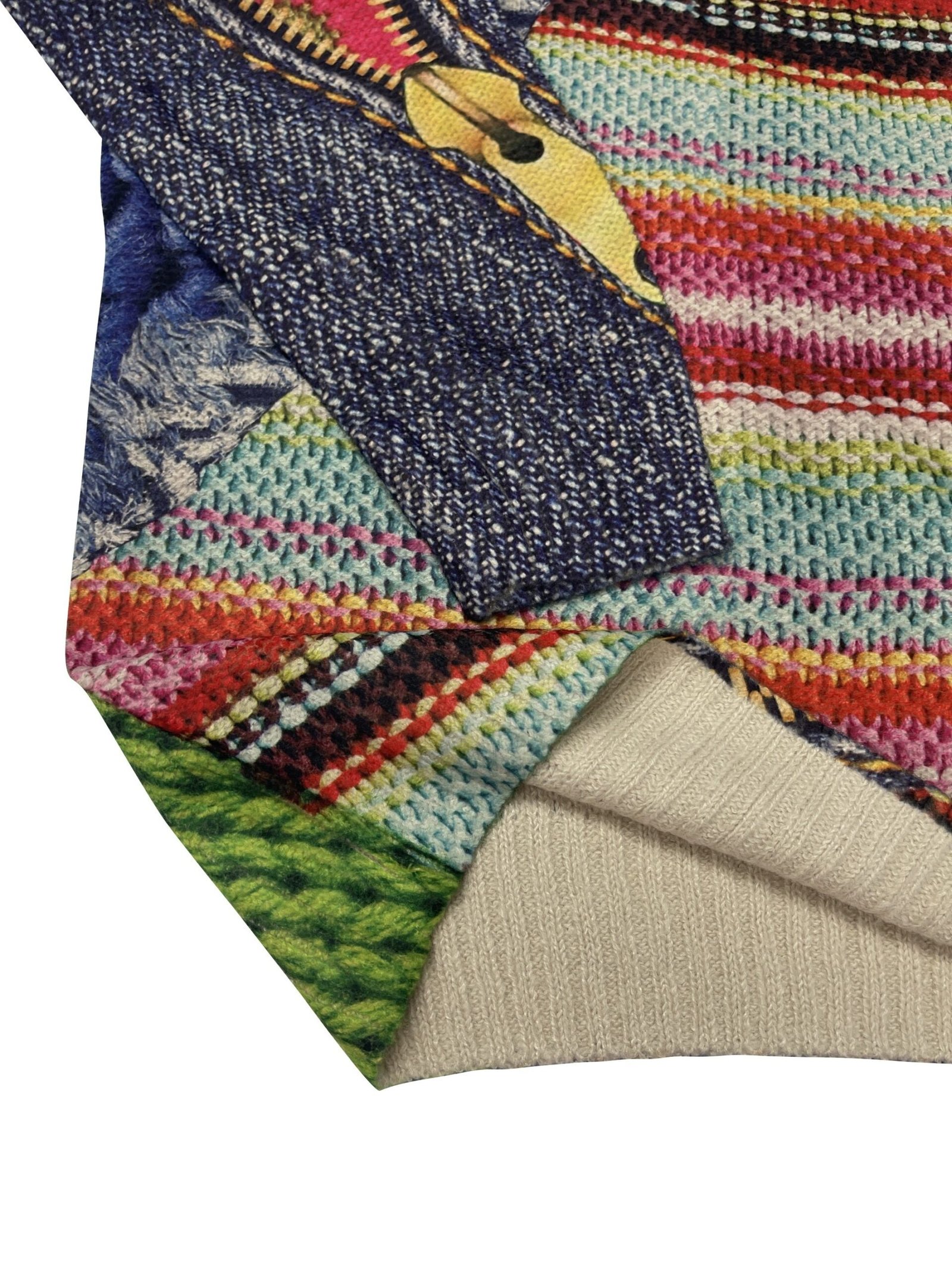 FULL PRINTED Knitted Pullover, Casual Long Sleeve Mock Neck Top, Women's Clothing