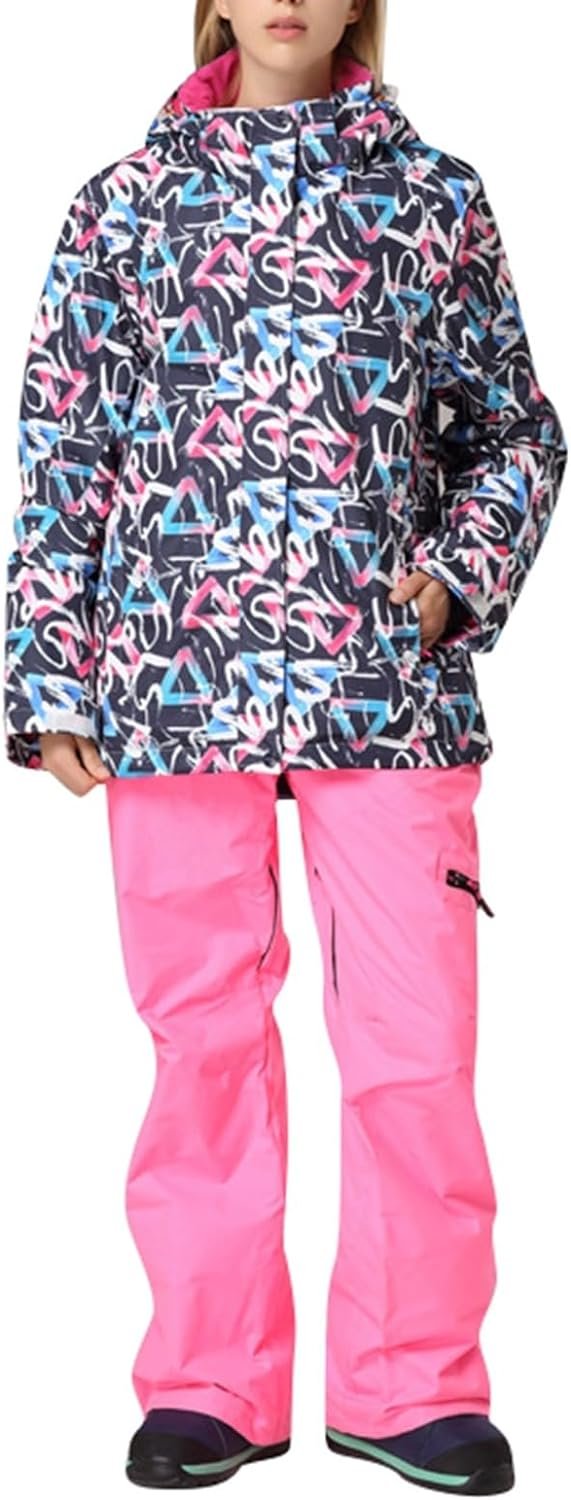 61KJTLMJkVL._AC_SL1500 Women's Ski Suit Waterproof Women's Ski Wear Windproof Warm Adult Hardshell Climbing Wear Outdoor Ski Wear Suit