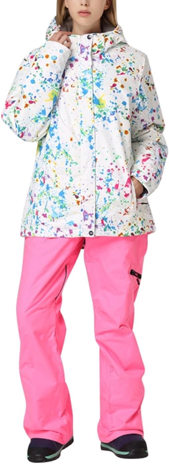 61QkAmHx0SL._AC_SL1500 Women's Ski Suit Waterproof Women's Ski Wear Windproof Warm Adult Hardshell Climbing Wear Outdoor Ski Wear Suit