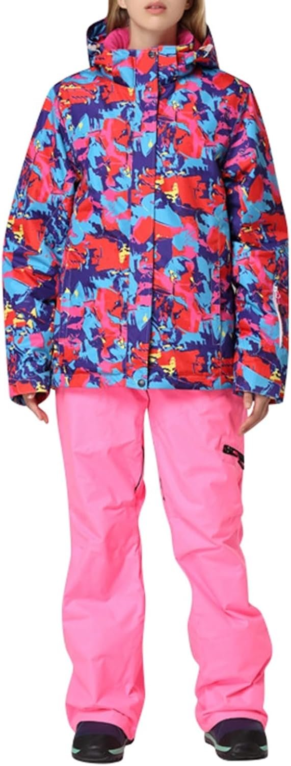 61XCqOCH0aL._AC_SL1500 Women's Ski Suit Waterproof Women's Ski Wear Windproof Warm Adult Hardshell Climbing Wear Outdoor Ski Wear Suit