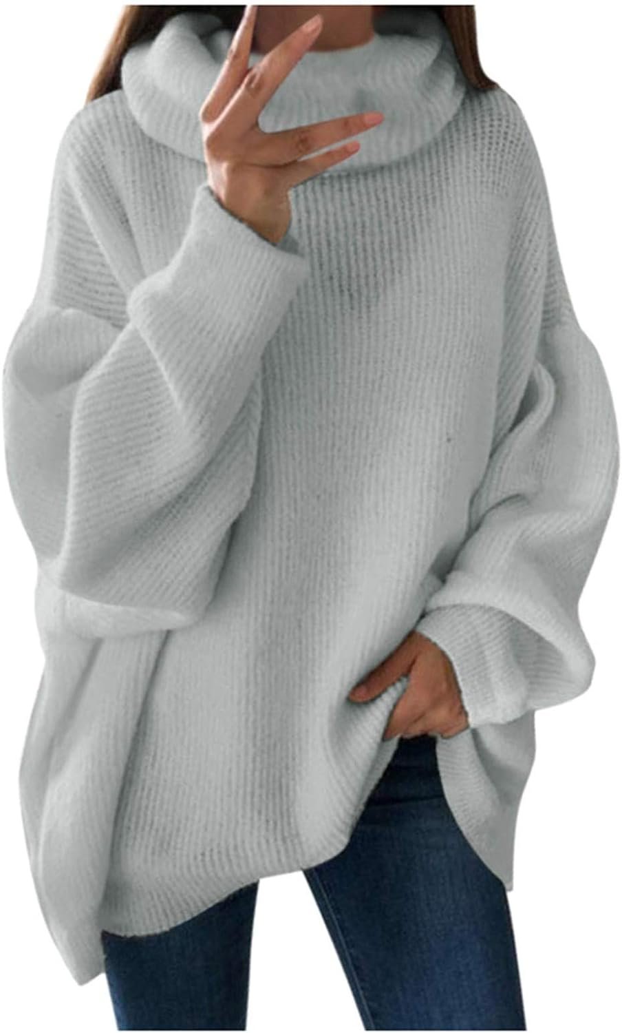 61dR0Ru-82L._AC_SL1500 plus Size Fall Jackets for Women Women's Casual Solid Pocket Knitted O-Neck Shoulder Knitwear Sweater Fashion Top