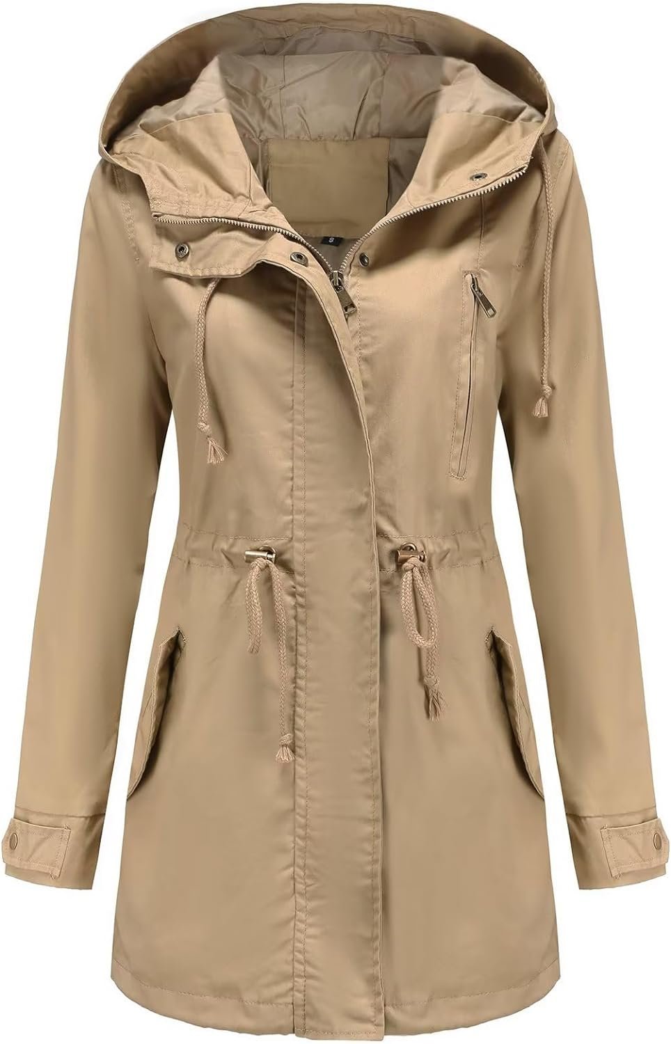 61nKquSwK-L._AC_SL1500 Women's Ligtweight Jackets Anorak Utility Drawstring Waist Hoodie Zip Up Fall Casual Coat with Pockets