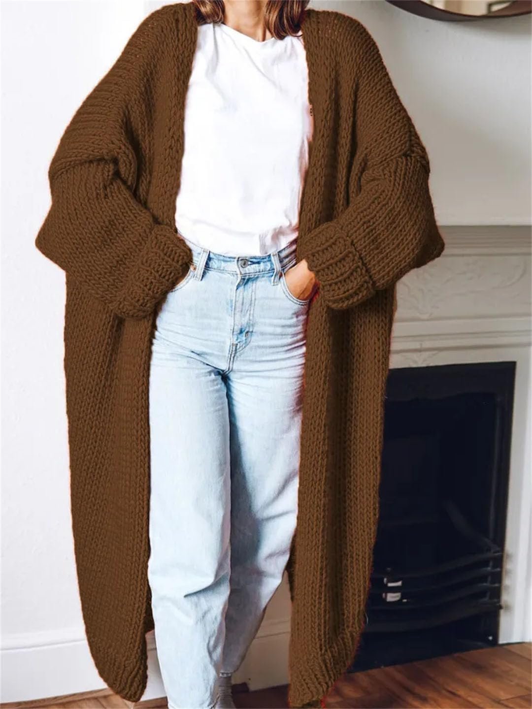 61rVXGF3mcL._AC_SL1440 Fashion Women Sweaters Autumn Winter Solid Knitted Cardigan Medium Long Sweater Coat Women Knitwears