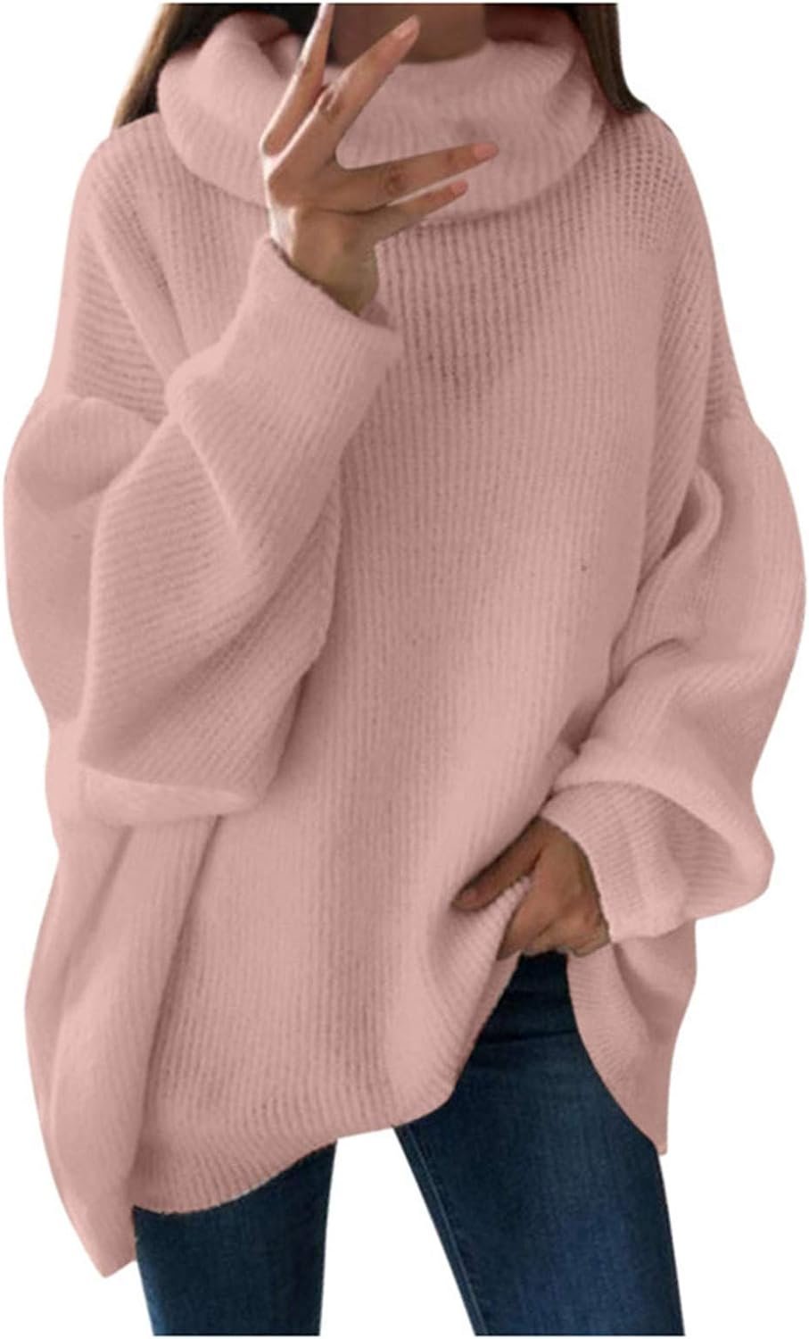 61s0Ze6wloL._AC_SL1500 plus Size Fall Jackets for Women Women's Casual Solid Pocket Knitted O-Neck Shoulder Knitwear Sweater Fashion Top