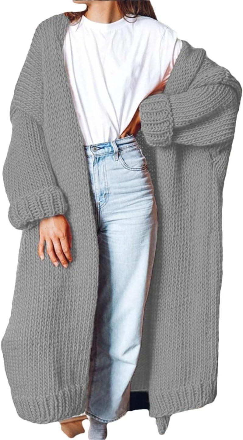 61zRbDGoQiL._AC_SL1440 Fashion Women Sweaters Autumn Winter Solid Knitted Cardigan Medium Long Sweater Coat Women Knitwears