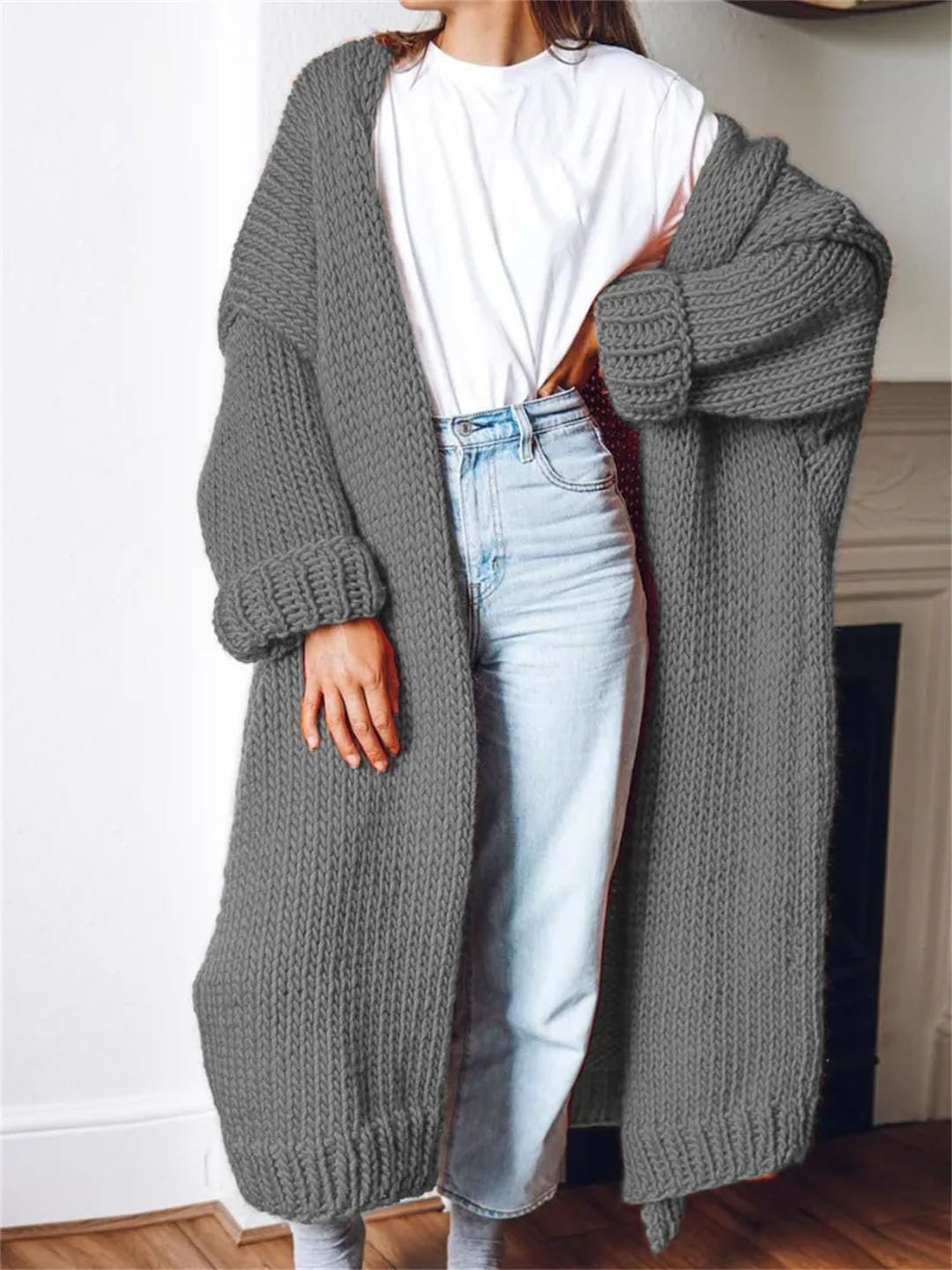 710BK70rRCL._AC_SL1440 Fashion Women Sweaters Autumn Winter Solid Knitted Cardigan Medium Long Sweater Coat Women Knitwears