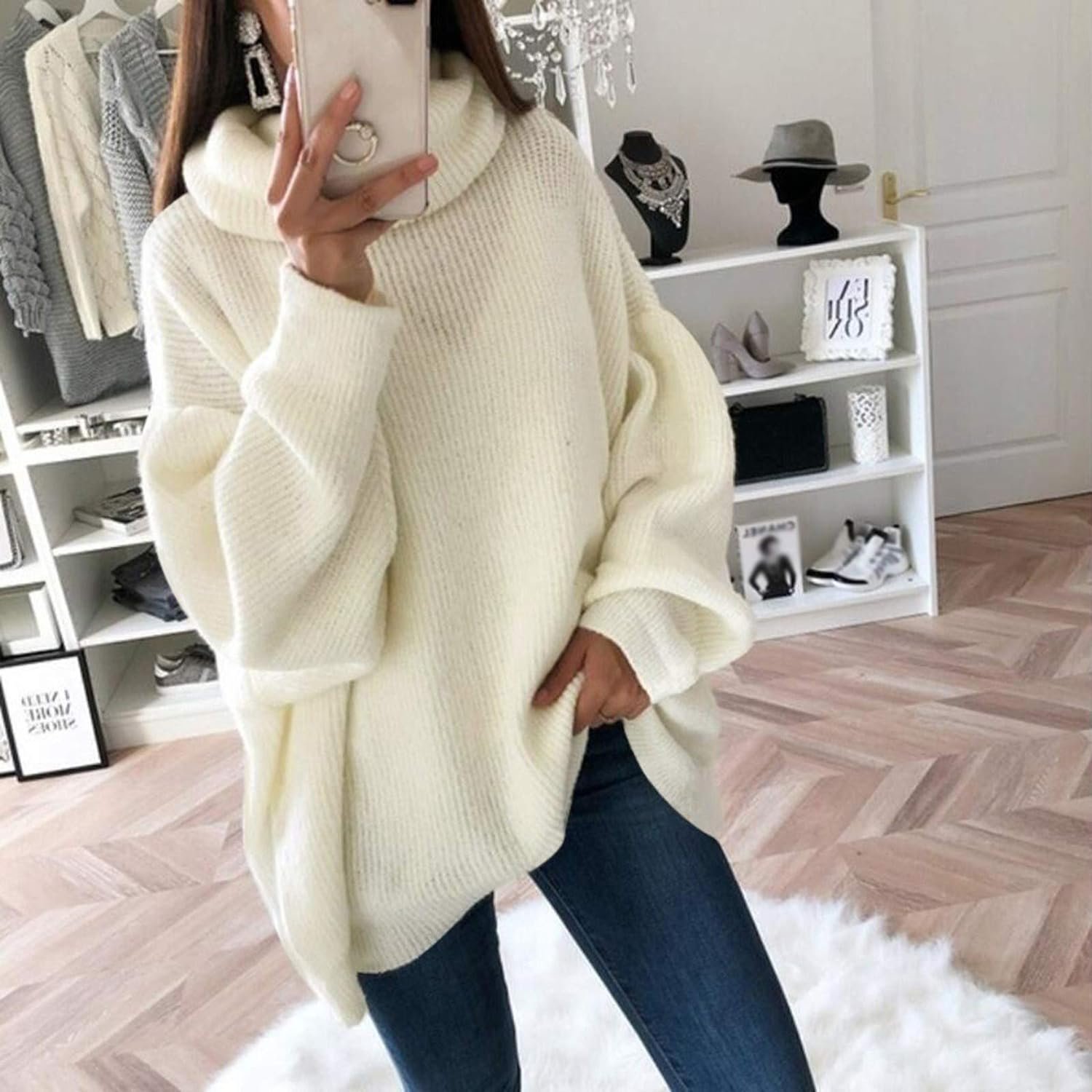 717t_AEFFiL._AC_SL1500 plus Size Fall Jackets for Women Women's Casual Solid Pocket Knitted O-Neck Shoulder Knitwear Sweater Fashion Top