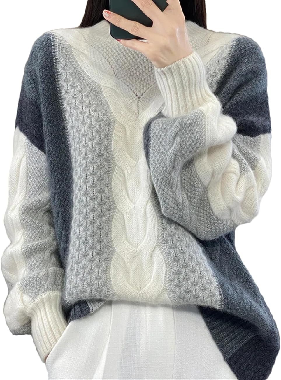 71cEe6u5uSL._AC_SL1304 Women Winter Sweater Thick O-Neck Pullover Merino Wool Fashion Female Cashmere Knitwear Tops