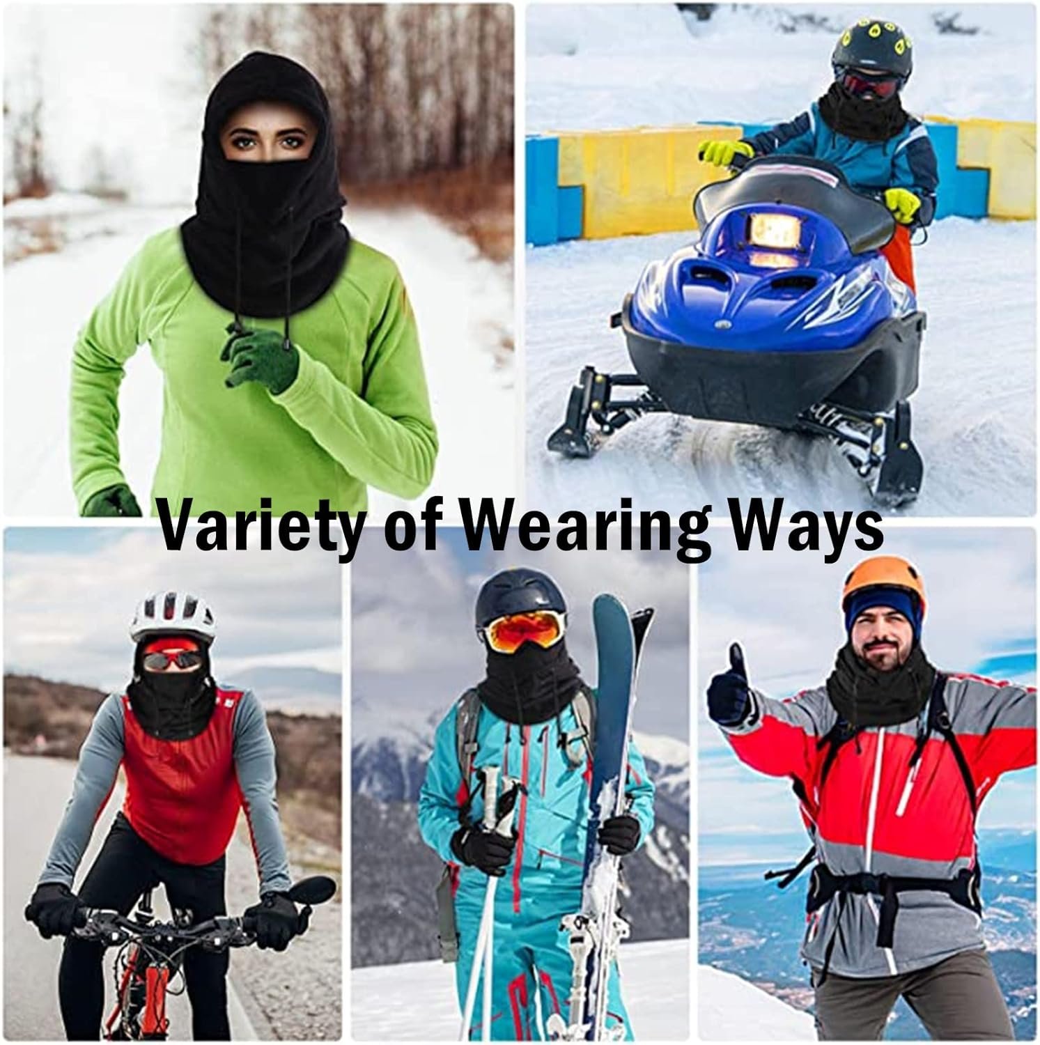 71ePRA6lhxL._AC_SL1500 Balaclava Windproof Winter Face Mask Warm Fleece Ski Mask for Men and Women Cold Weather Motorcycle Bike Cycling Neck Warmer