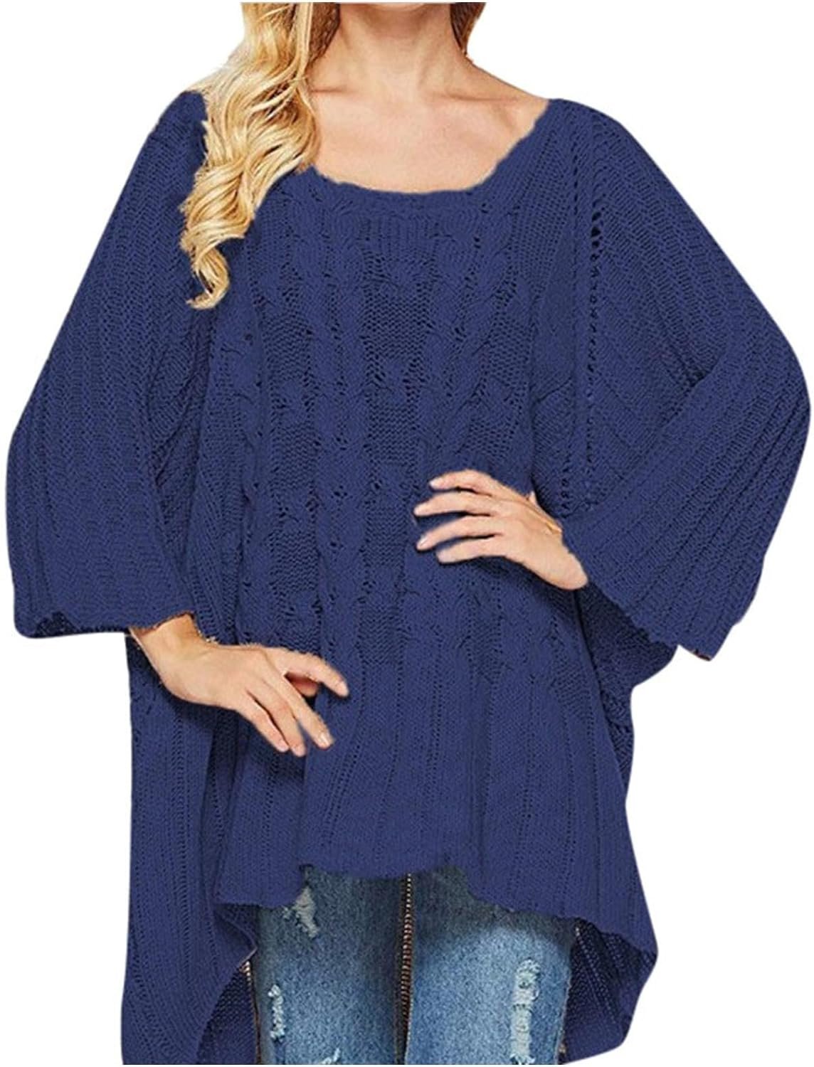 71n1H-LZxFL._AC_SL1500 Fall Sweater Women's Knitwear Crewneck Long Sleevel Shawl Cape Sweater 2023 Fashion Pullover Sweater