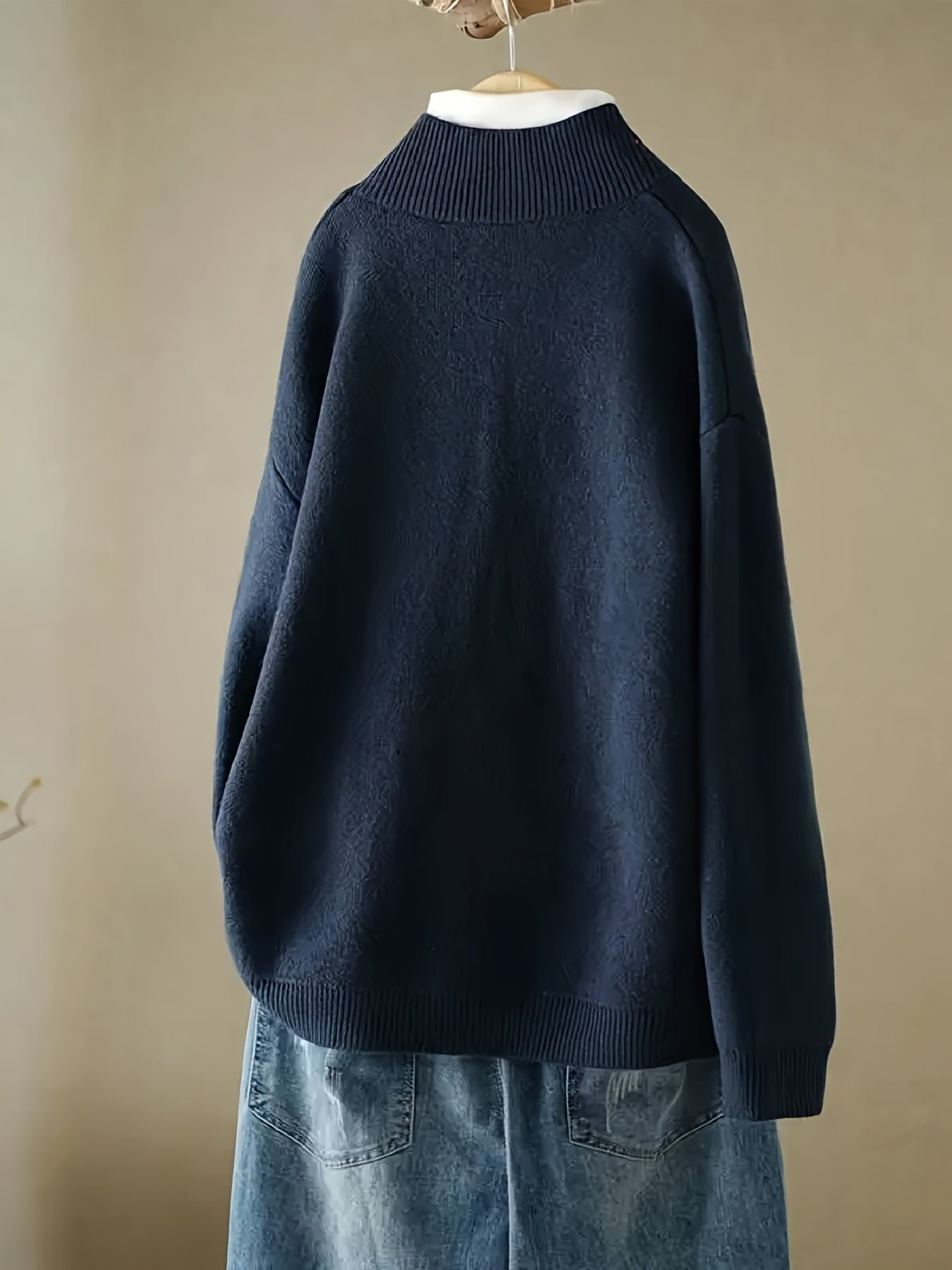 Solid Color Button Front Knitted Cardigan, Casual Long Sleeve Cardigan For Fall & Winter, Women's Clothing