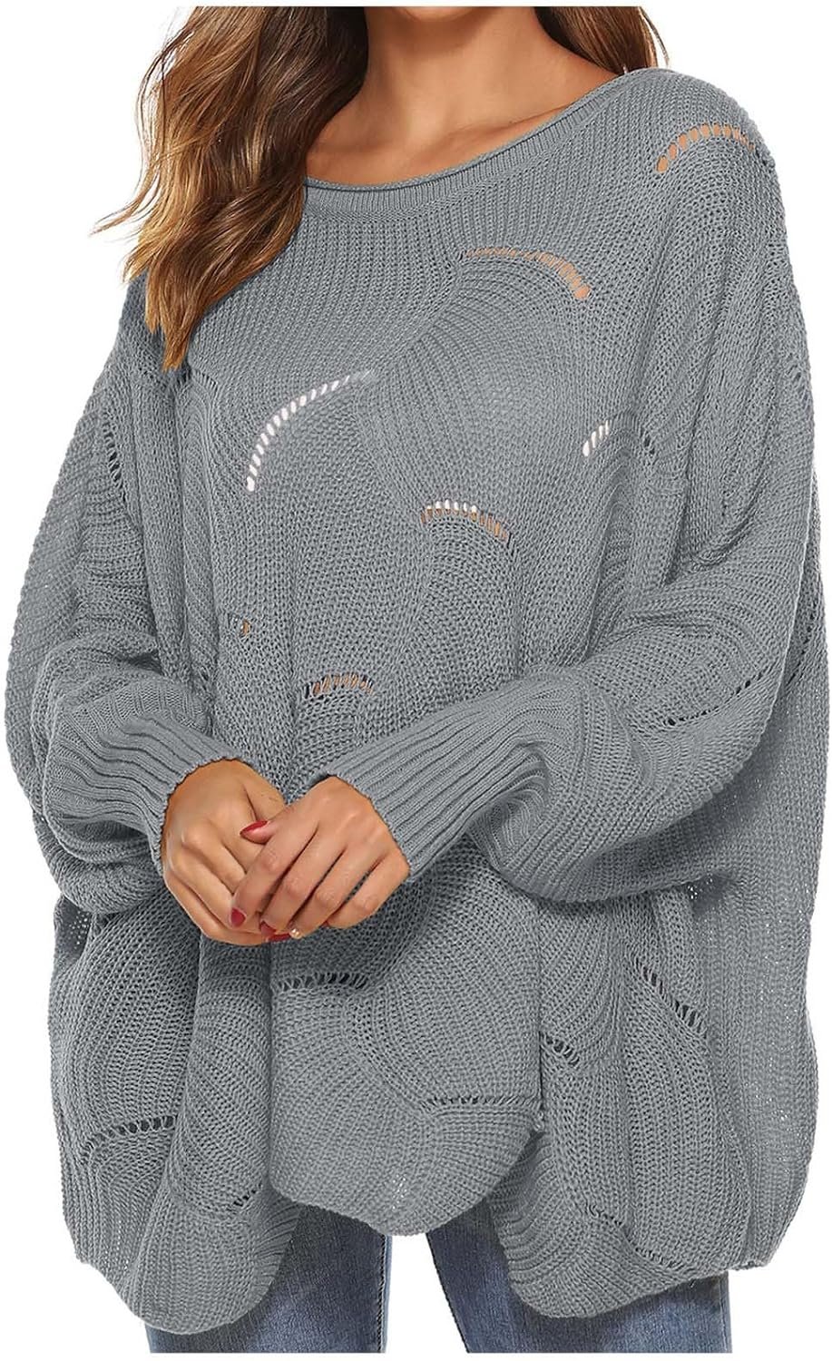 81dRTjOCZiL._AC_SL1500 Women Batwing Sleeve Oversized Sweater Crewneck Loose Knit Jumper Casual Comfy Pullover Sweaters Fashion Knitwear