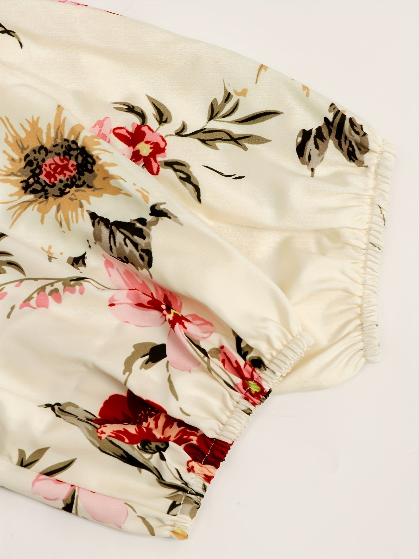 Floral Print A-line Dress, Elegant Crew Neck Half Sleeve Dress For Spring & Summer, Women's Clothing