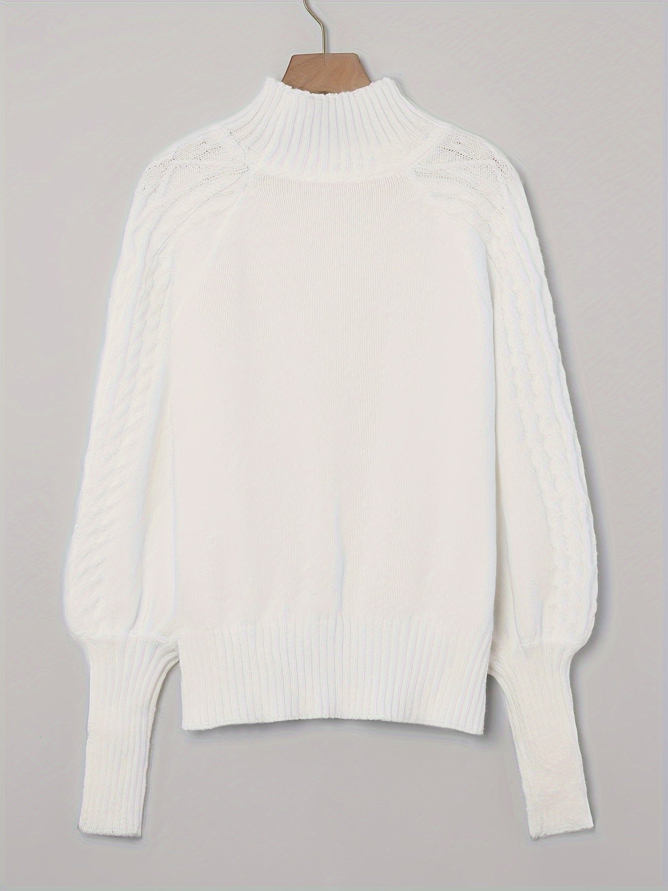 Cable Knit Turtle Neck Sweater, Casual Long Sleeve Sweater For Fall & Winter, Women's Clothing