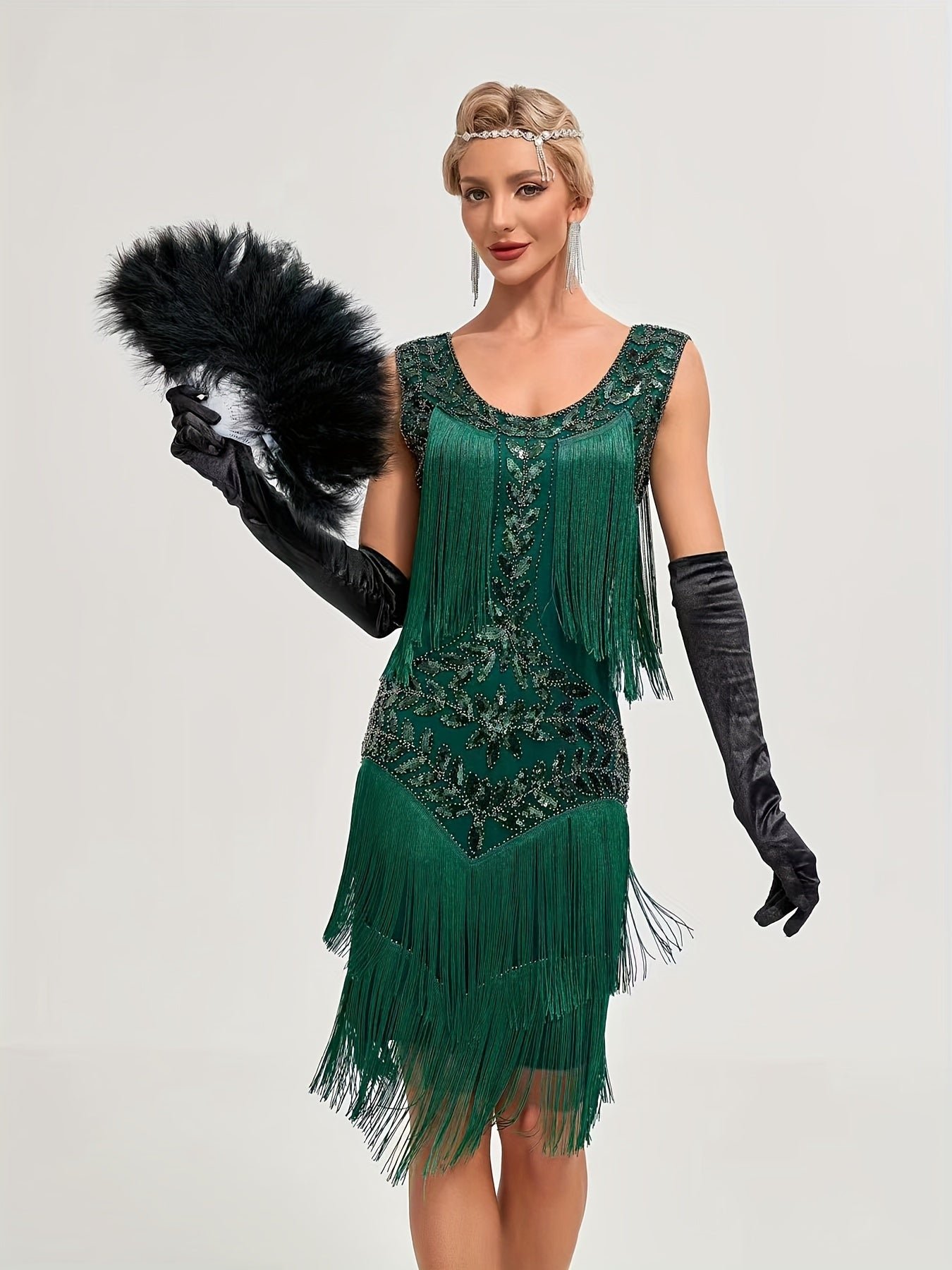 ae39a749-e0d6-4bbc-bc08-02930cb32383-1 Sequin Fringe Decor Tank Dress, Vintage Sleeveless Flapper Tank Dress For Party & Banquet, Women's Clothing