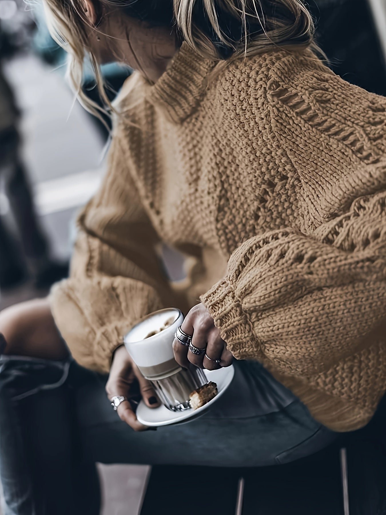 e14b7a62-65dc-49ef-90d1-4efc9db4447a-1 Solid Color Mock Neck Loose Sweater, Elegant Drop Shoulder Simple Knitted Top For Fall & Winter, Women's Clothing