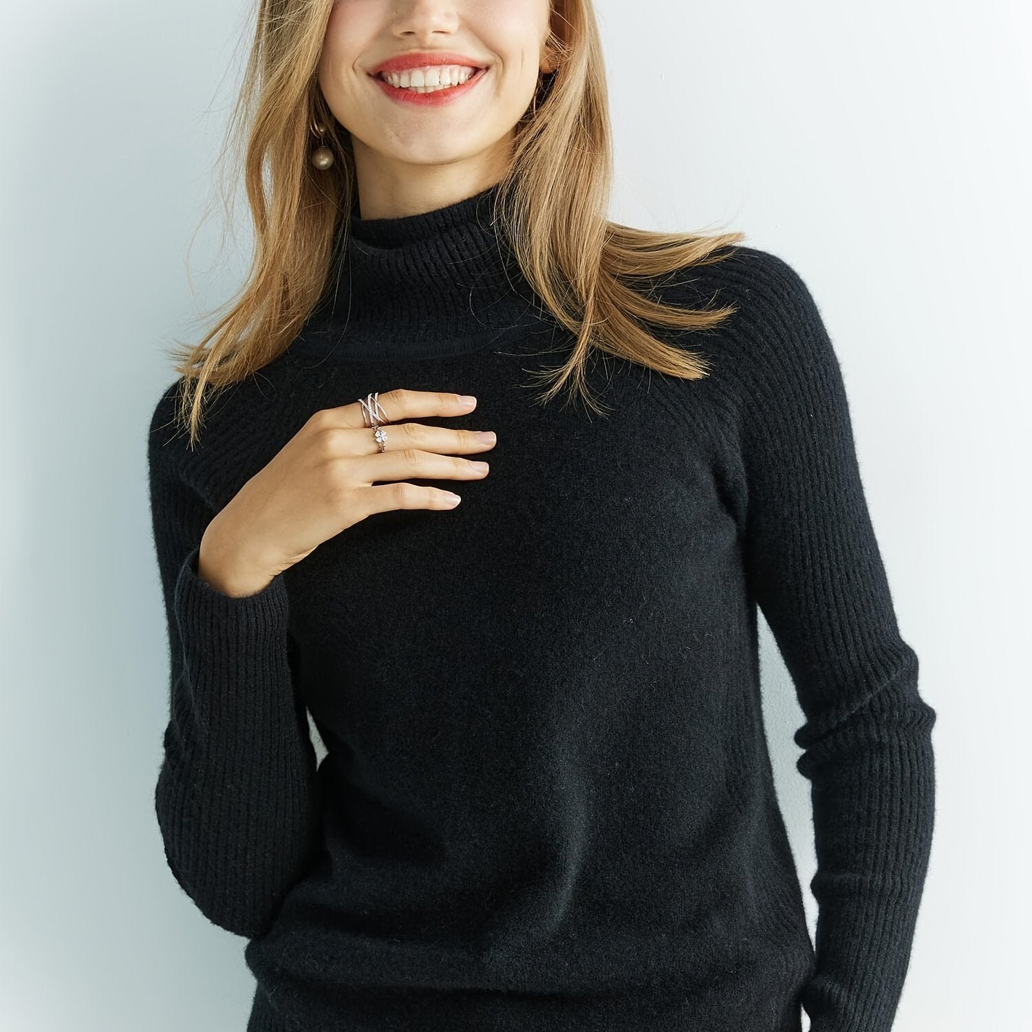 100% Merino Wool Sweater, Thermal Casual Long Sleeve Sweater For Winter & Fall, Women's Clothing