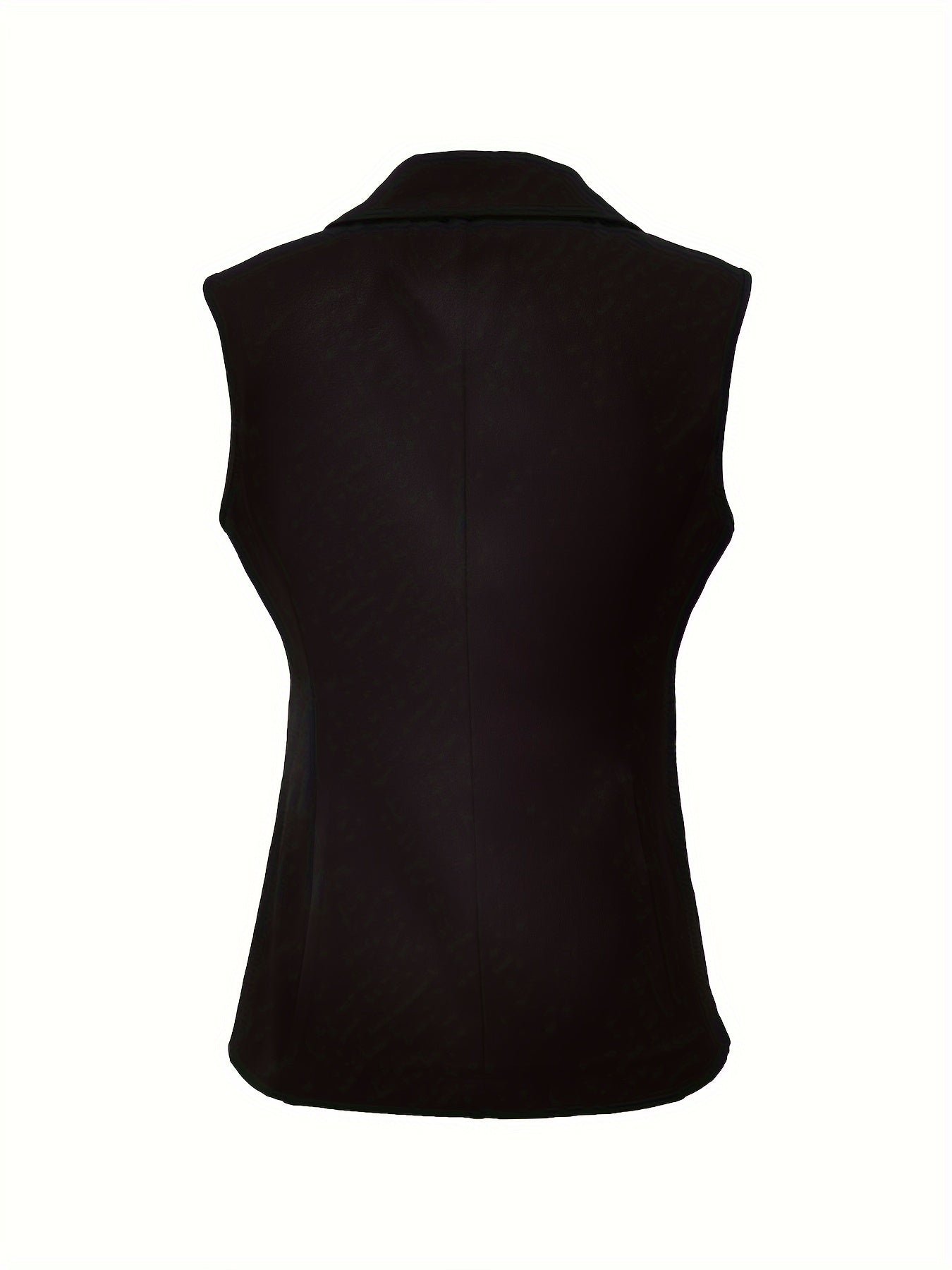 Elegant Solid Color Pants Set, Button Lapel Neck Vest & Pants Outfits For Work & Office, Women's Clothing