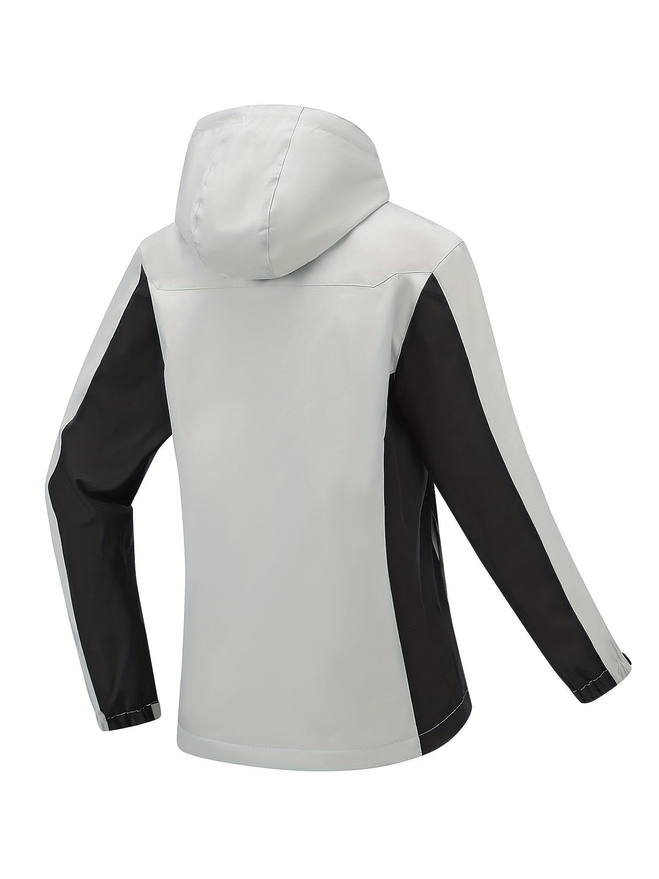 0735c37f5f8a6553ef1a0449253ee261-1 Color Block Hooded Punch Jacket, Casual Waterproof Windproof Jacket, Fleece Warm Hooded Ski Coat, Women's Outdoor Clothing