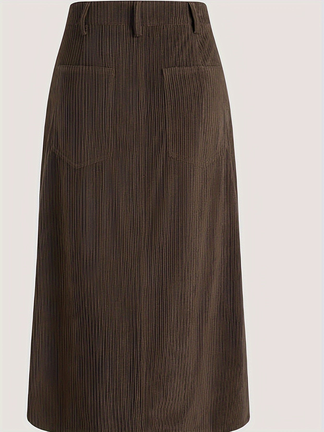 Solid Button Front Two-piece Skirt Set, Lapel Neck Long Sleeve Blazer & High Waist Skirt Outfits, Women's Clothing