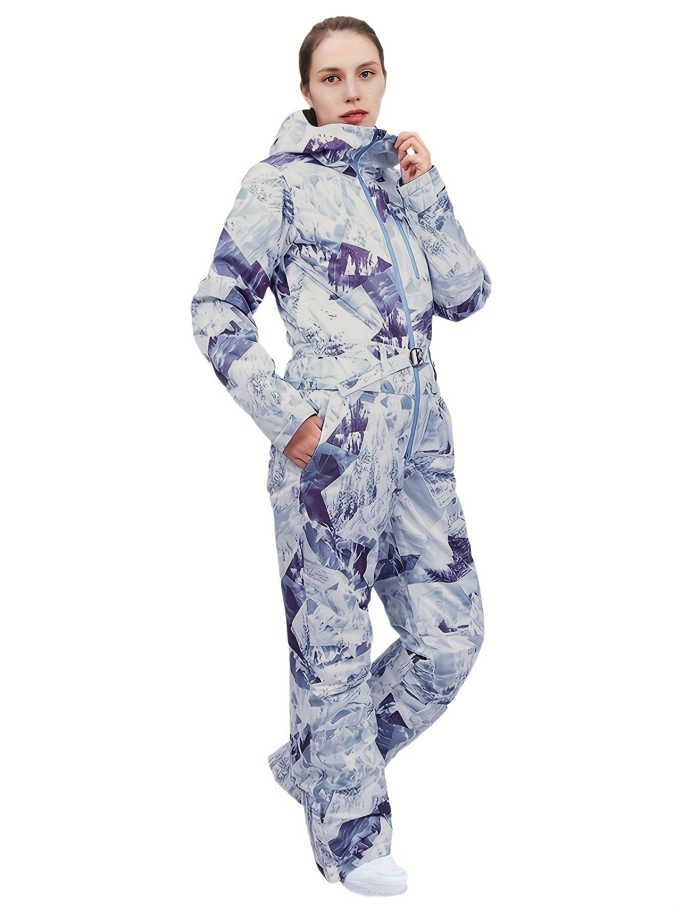 Women's Sport Waterproof Snow Jumpsuit, Winter Outdoor Sports Warm Ski Hooded Suit, Women's Activewear