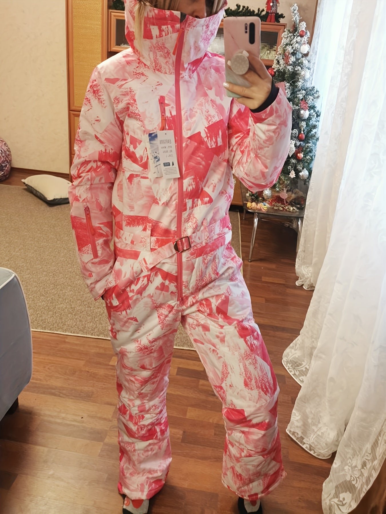 Women's Sport Waterproof Snow Jumpsuit, Winter Outdoor Sports Warm Ski Hooded Suit, Women's Activewear