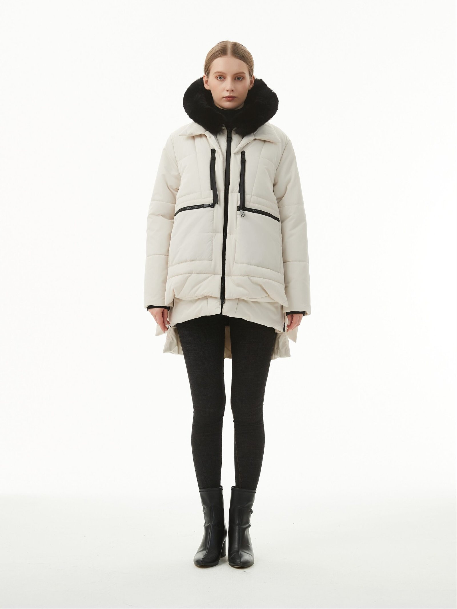 Women's Warm Winter Waterproof Hooded Puffer Jacket, Thicken Fleece Lined Jacket With Removable Faux Fur Trim, Women's Clothing