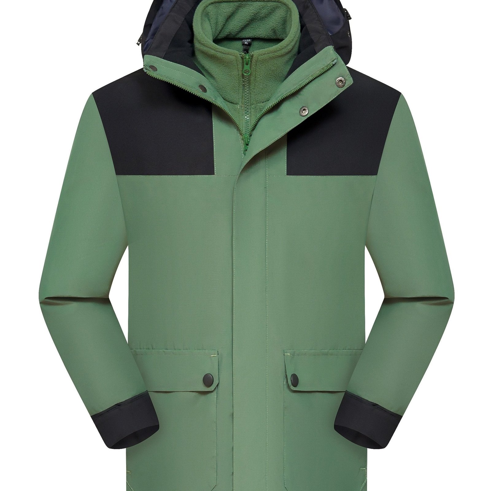 Windproof Waterproof Thermal Detachable Outdoor Jacket, Large Pocket Fall Winter Keep Warm Zip Up Jacket Coat For Hiking Cycling Camping