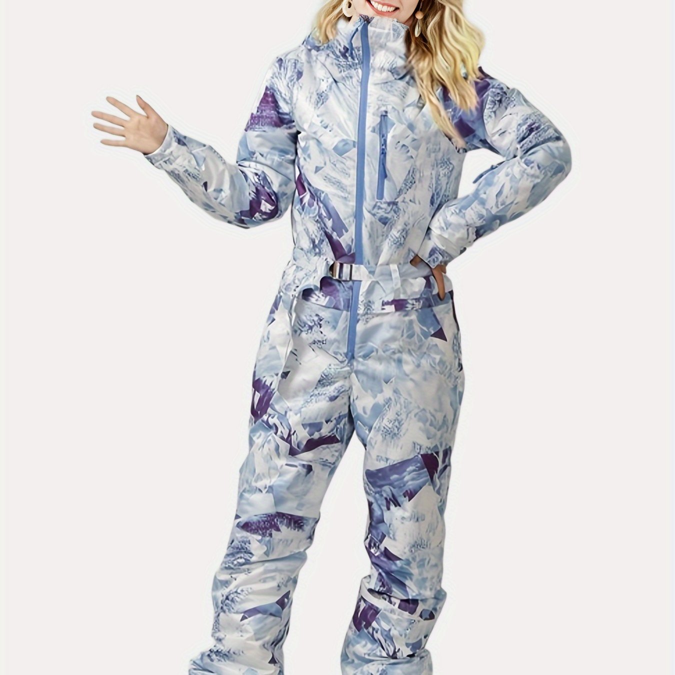 Women's Sport Waterproof Snow Jumpsuit, Winter Outdoor Sports Warm Ski Hooded Suit, Women's Activewear