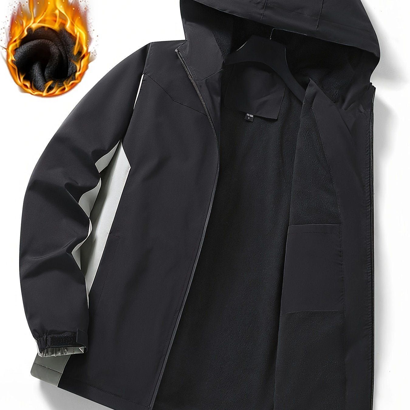 20b39c408dfa75444008a0f7666c2db1_933f9ae5d4f5 Color Block Hooded Punch Jacket, Casual Waterproof Windproof Jacket, Fleece Warm Hooded Ski Coat, Women's Outdoor Clothing