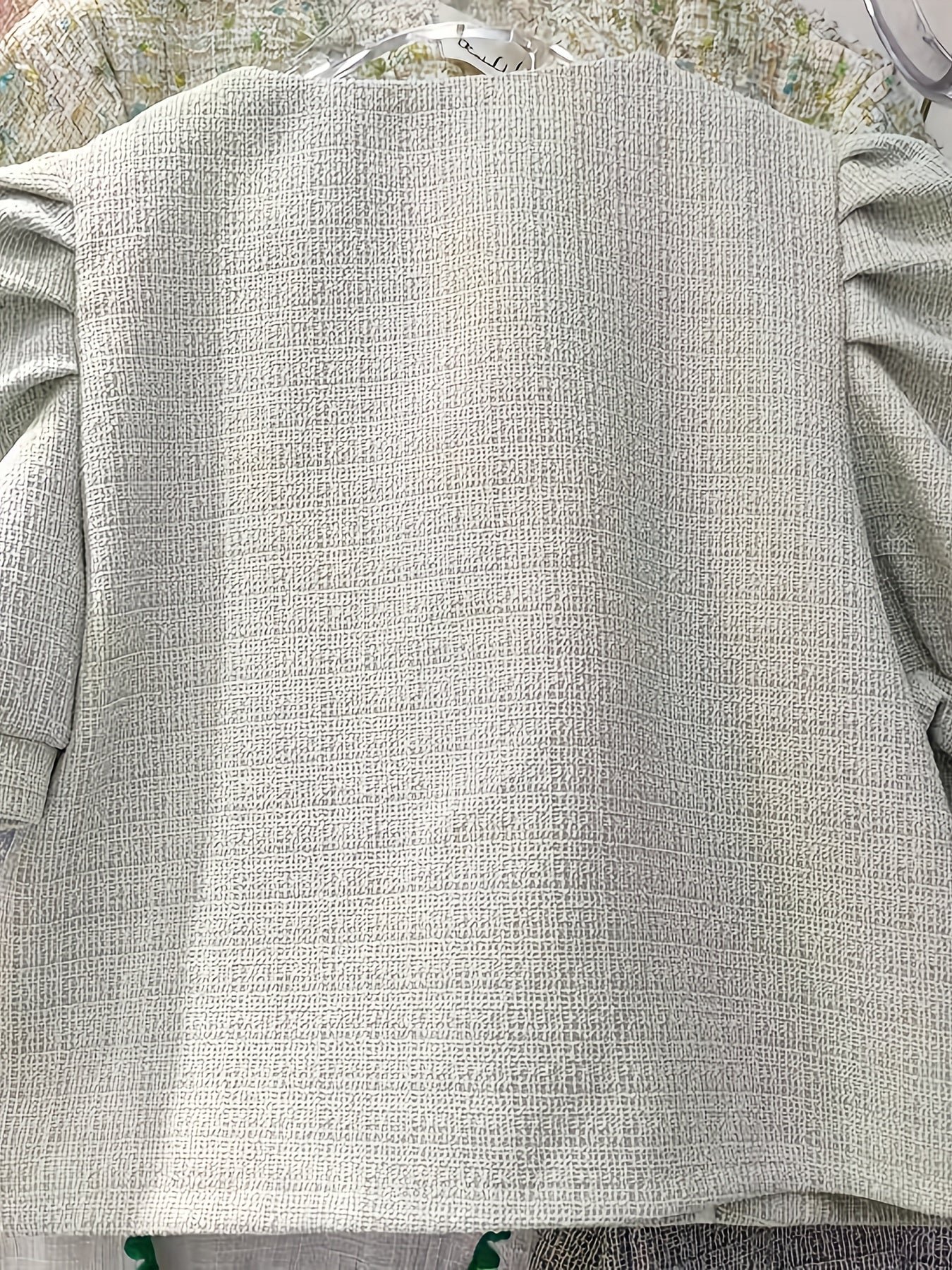 Puff Sleeve Square Neck Jacket, Elegant Button Front Jacket For Spring & Fall, Women's Clothing