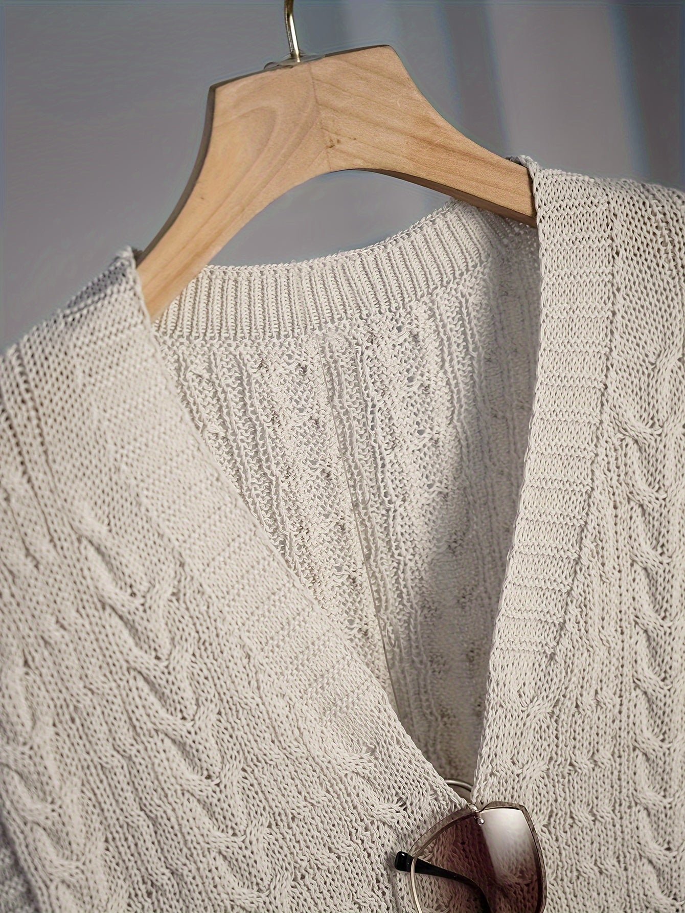 Twist V Neck Crop Sweater Vest, Casual Cap Sleeve Solid Color Sweater For Spring & Summer, Women's Clothing