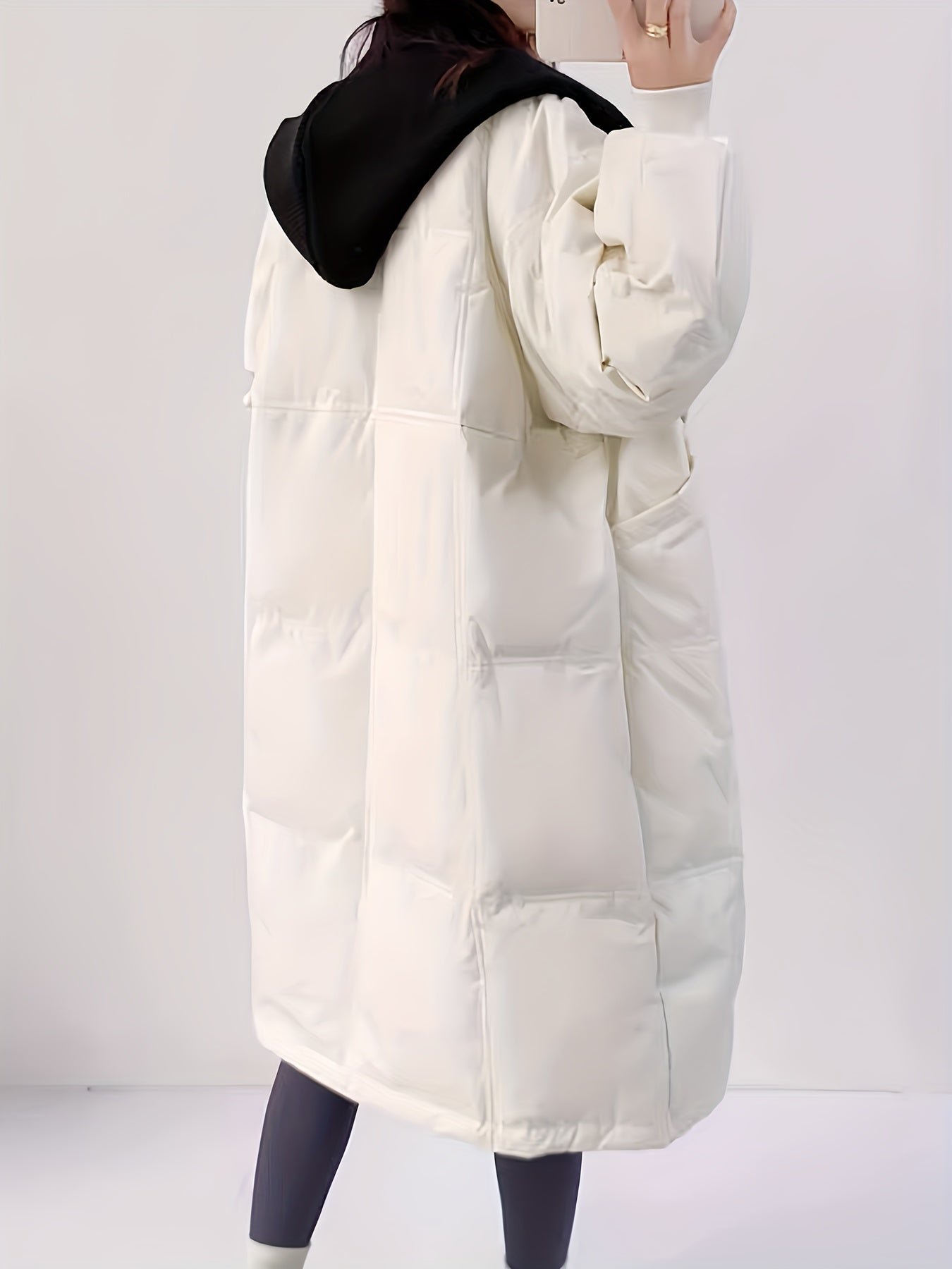 Over The Knee Long Puffer Coat, Thickened Warm Winter Hooded Jacket, Women's Clothing