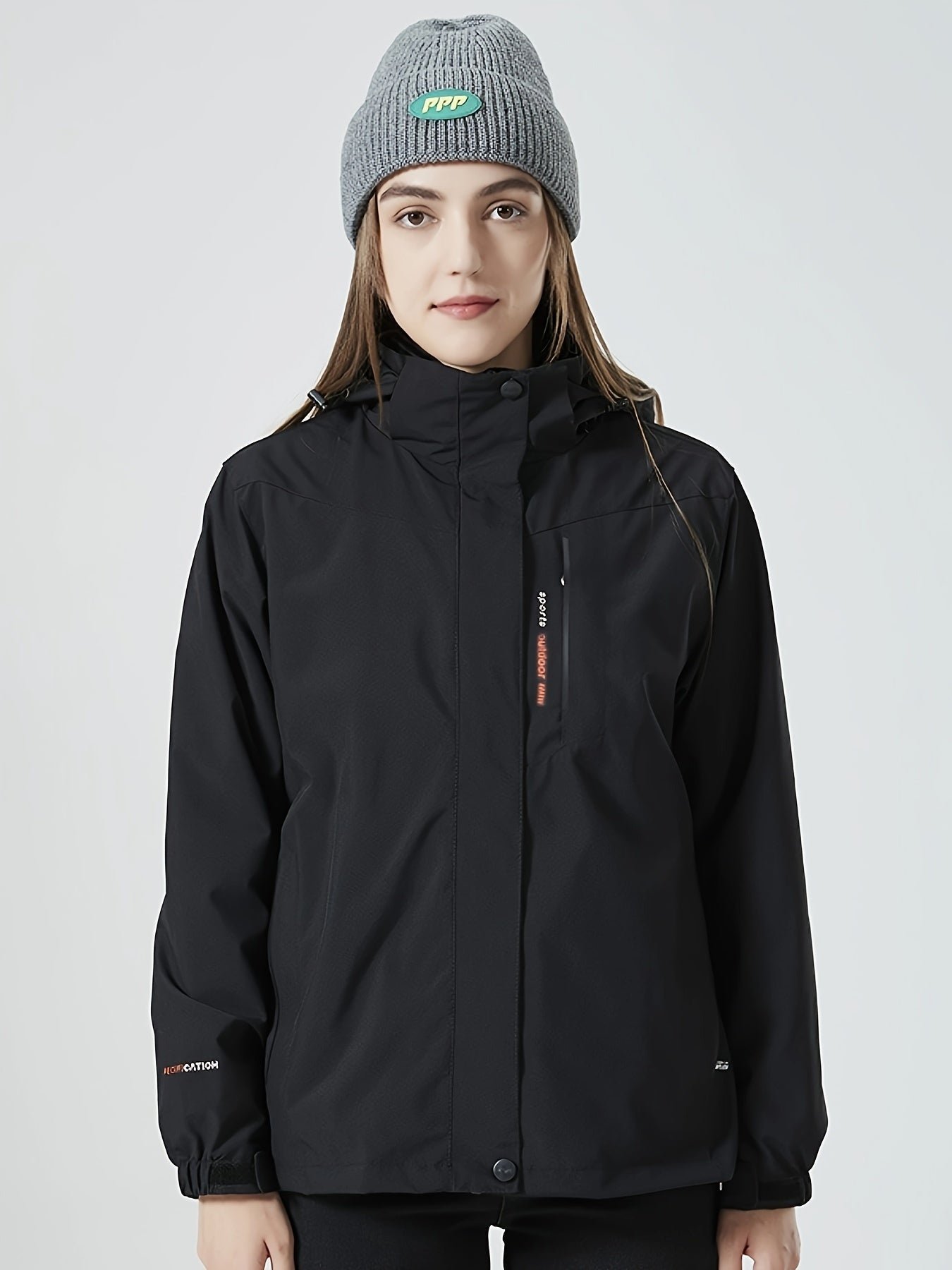 446cae083e71c5ce149421dc0040e4d0 Women's Outdoor Sport Jacket, Solid Color Zipper Up Fleece Warm Winter Ski Hooded Jacket, Women's Clothing