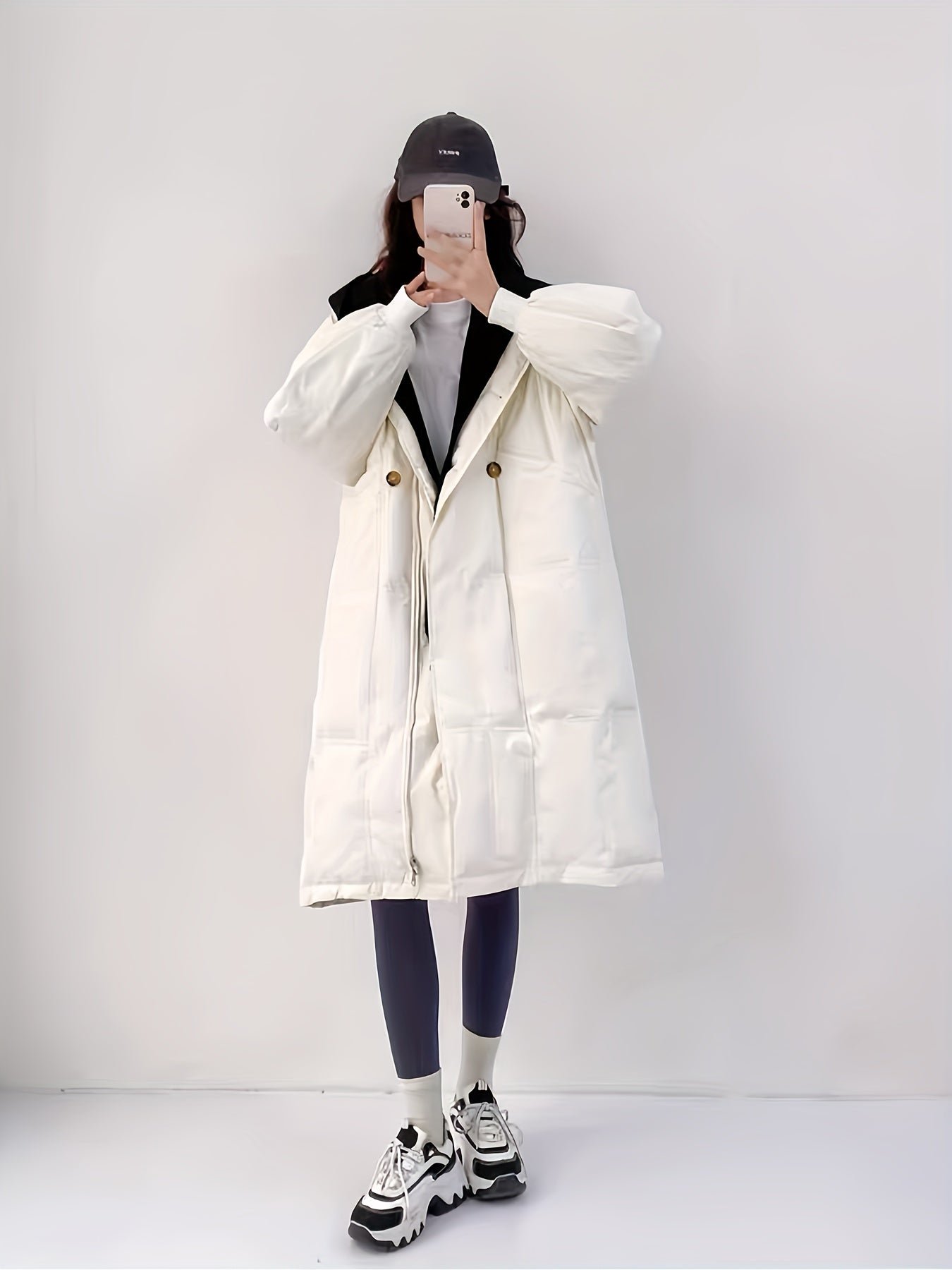 Over The Knee Long Puffer Coat, Thickened Warm Winter Hooded Jacket, Women's Clothing