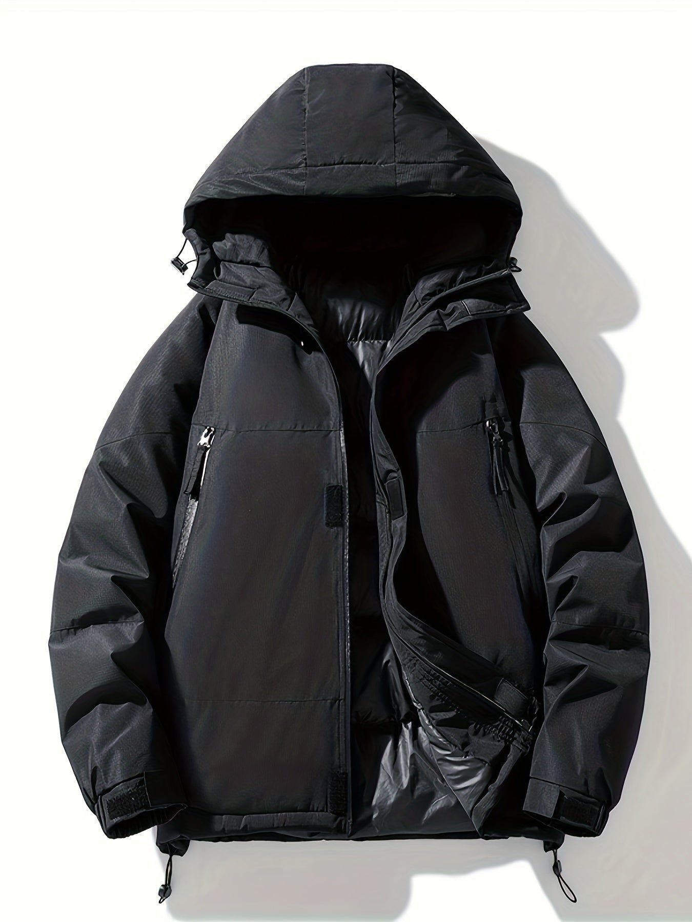 6474e72079b41115c59cd4d97b8df579-1 Fashion Zip Up Outdoor Padded Jacket, Warm Windproof Waterproof Hooded Jacket