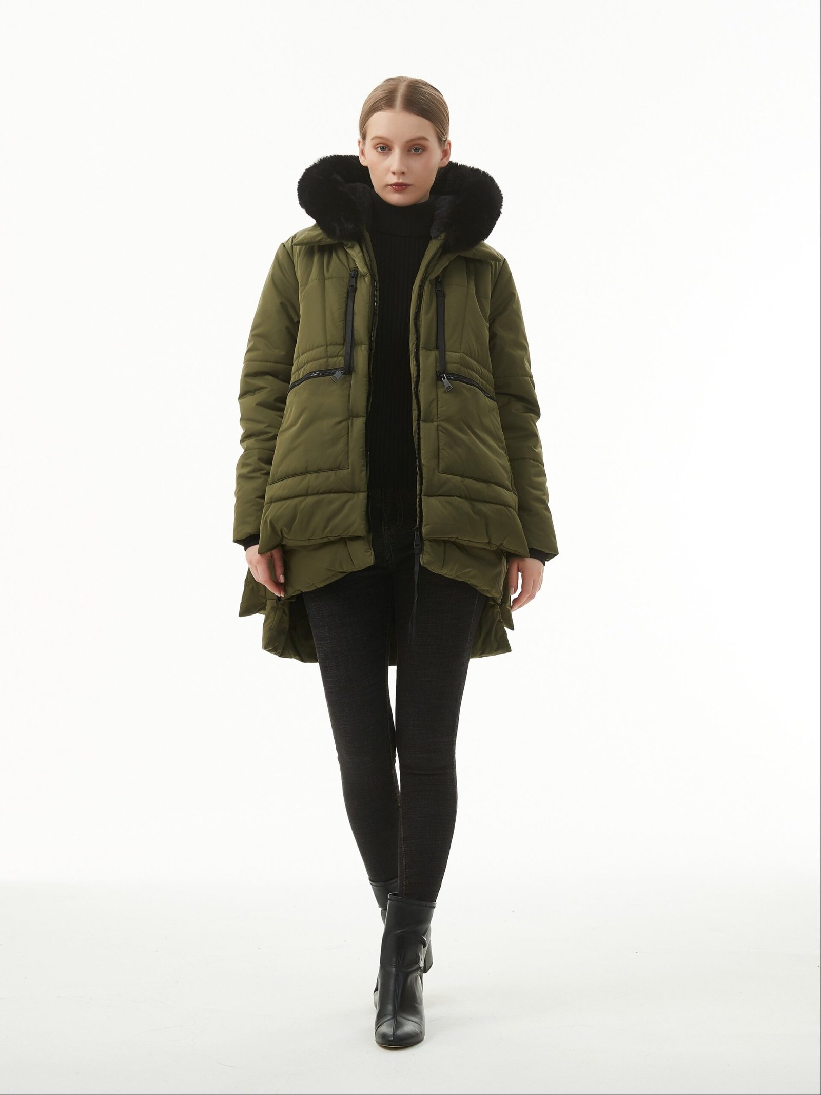 76554f30359061f4997635c1f7bdf7d4-1 Women's Warm Winter Waterproof Hooded Puffer Jacket, Thicken Fleece Lined Jacket With Removable Faux Fur Trim, Women's Clothing