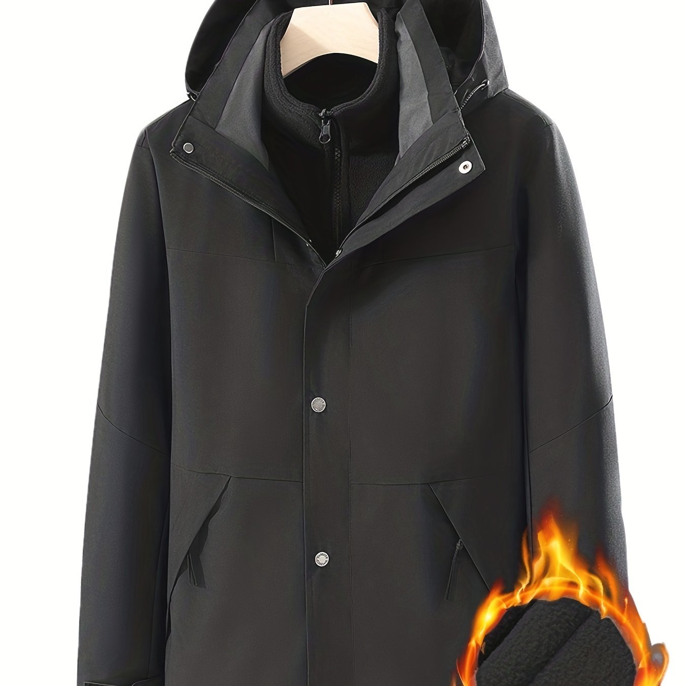 76a3b266188ed98da0ced8af59636af7 3-in-1 Color Block Warm Punch Jacket, Casual Waterproof Windproof Jacket, Removable Liner Hooded Ski Coat, Women's Outdoor Clothing