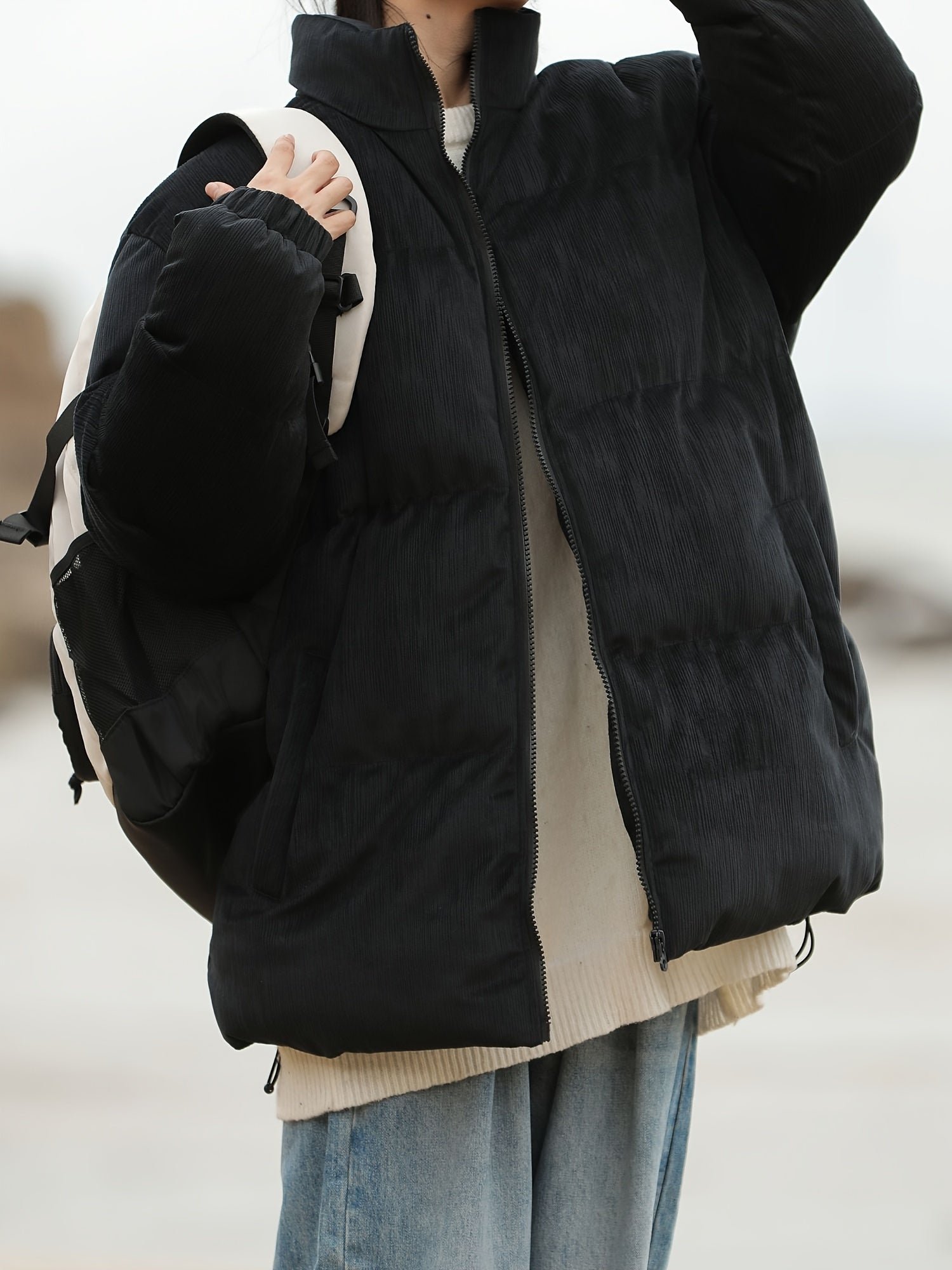 839769c53b0ba098b3e10a4b73fea10c-1 Women's Casual Versatile Warm Stand Collar Puffer Jacket, Winter Sports Outdoor Coat, Women's Clothing