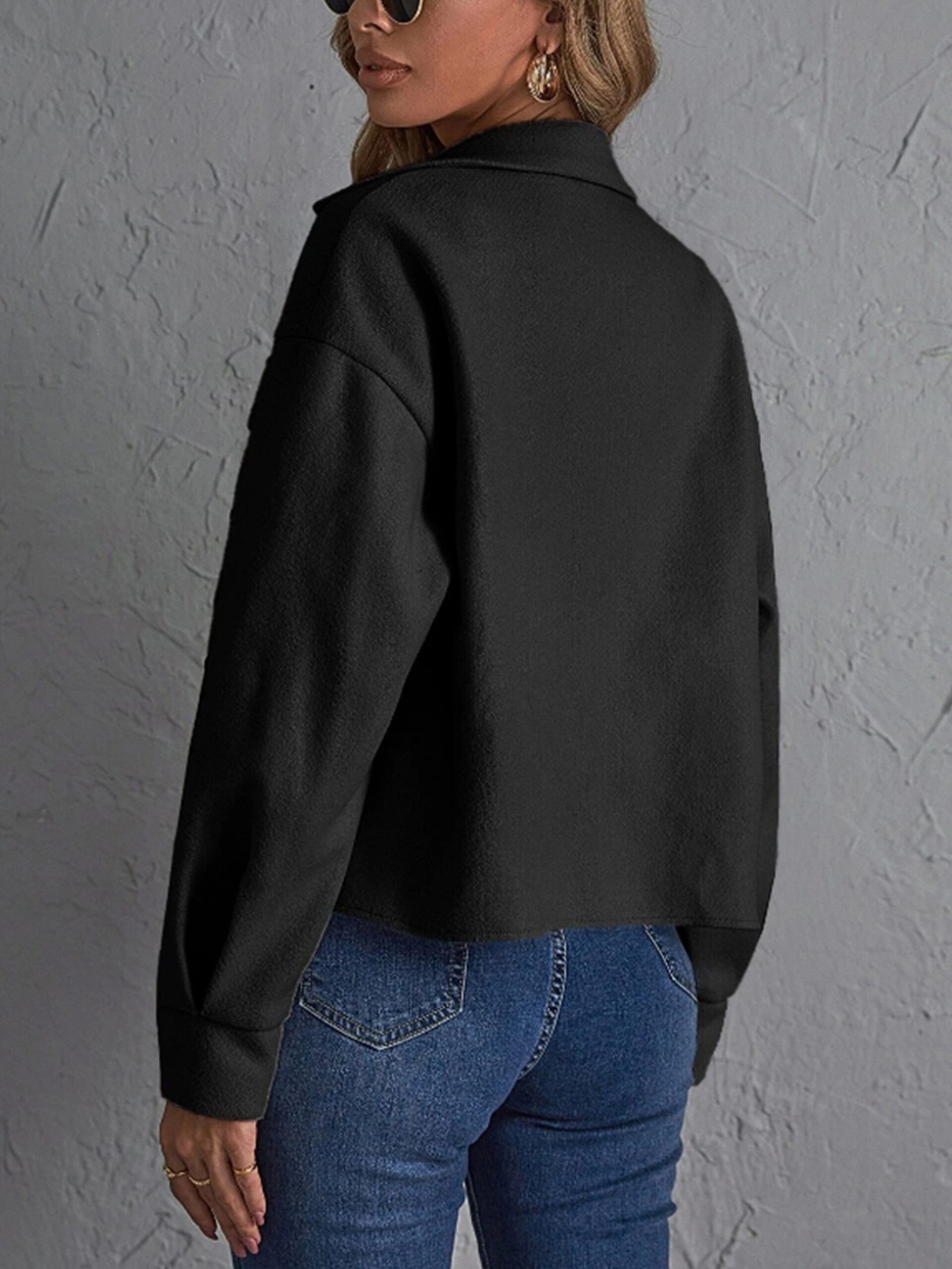 Solid Color Button Front Jacket, Casual Long Sleeve Outerwear For Spring & Summer, Women's Clothing