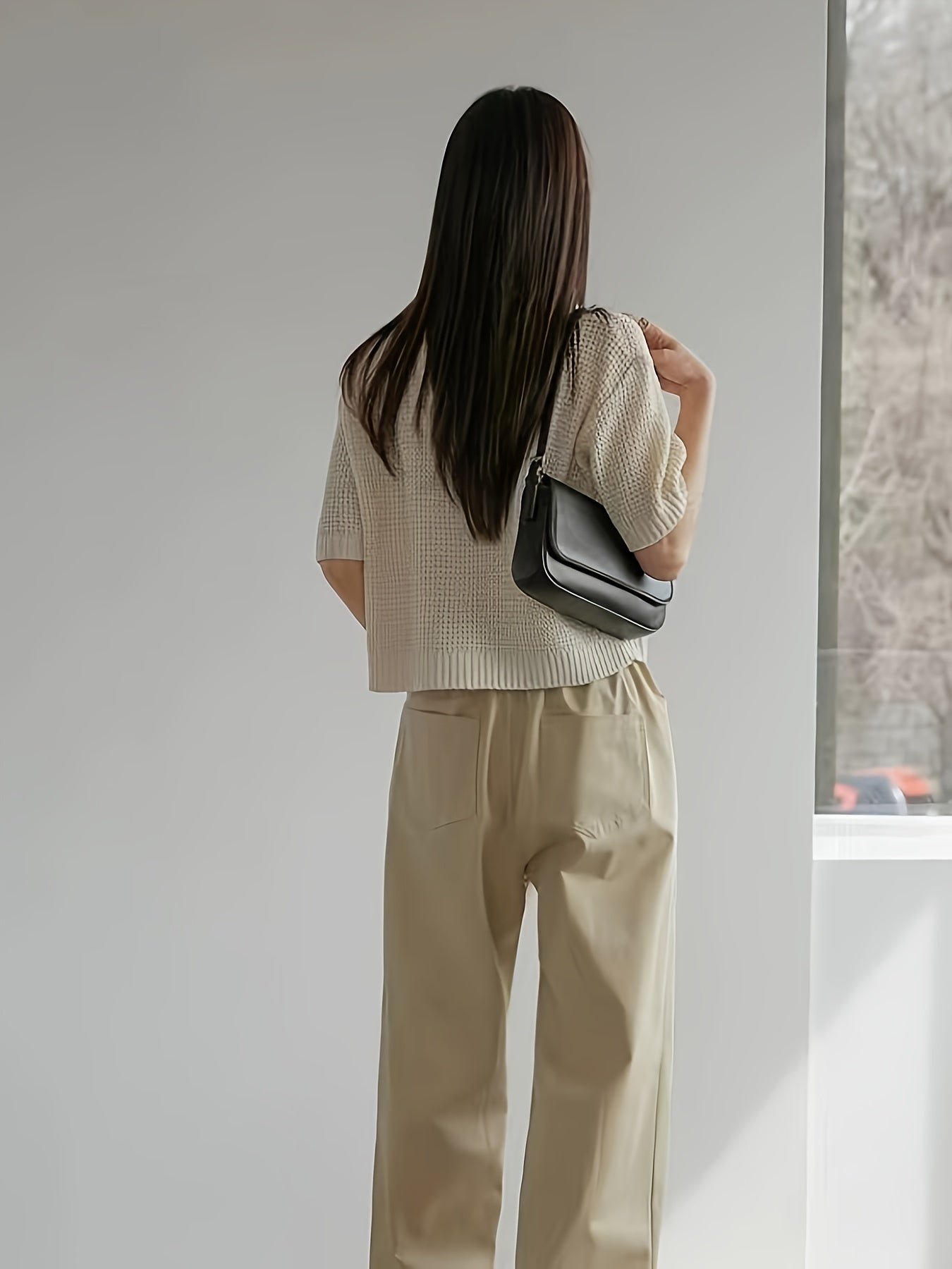 Solid Color Button Front Knit Cardigan, Casual Collared Short Sleeve Cardigan For Spring & Summer, Women's Clothing