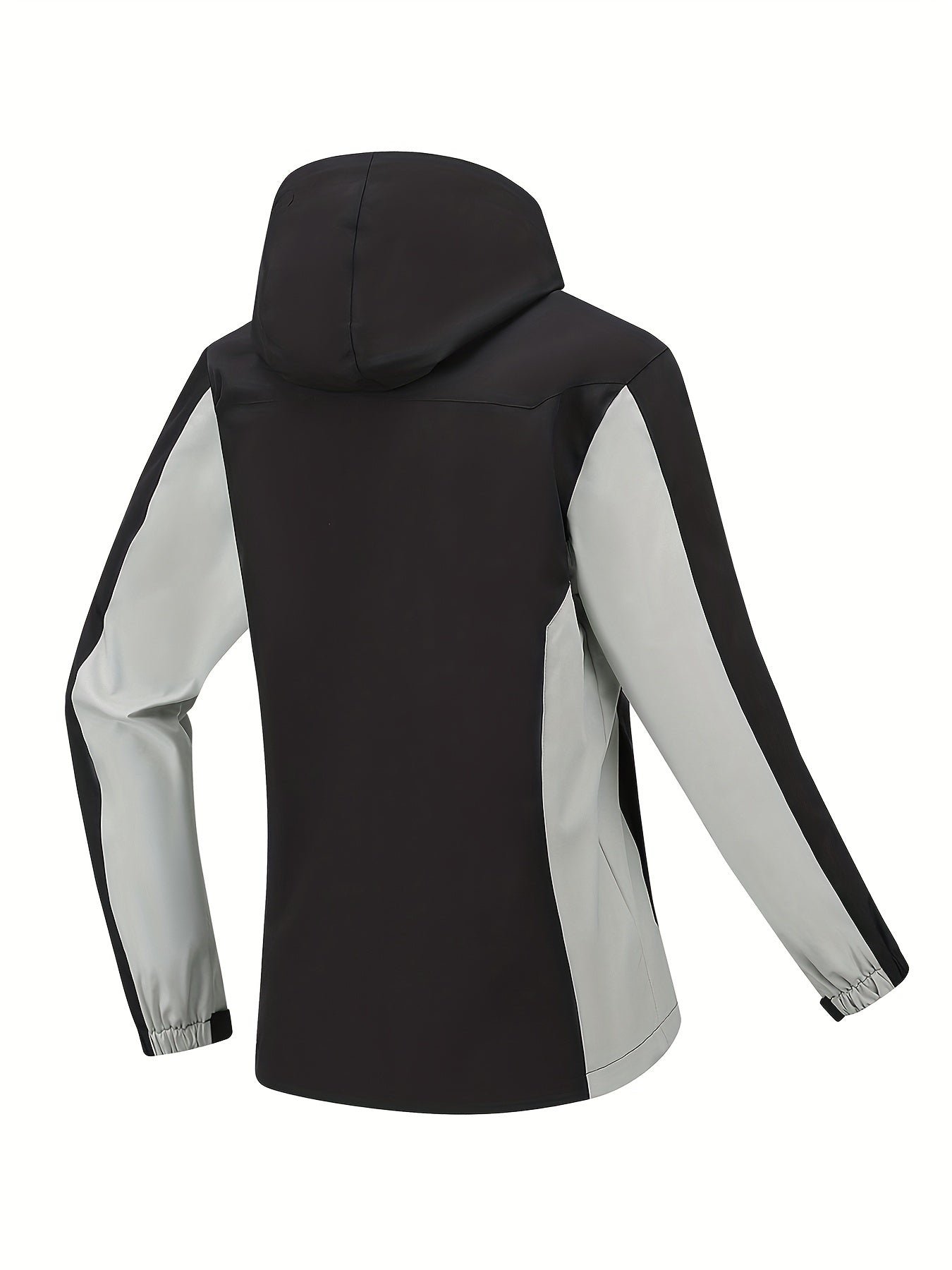 94c0462a2514bdeb24b28cd74a3b1f4a-1 Color Block Hooded Punch Jacket, Casual Waterproof Windproof Jacket, Fleece Warm Hooded Ski Coat, Women's Outdoor Clothing