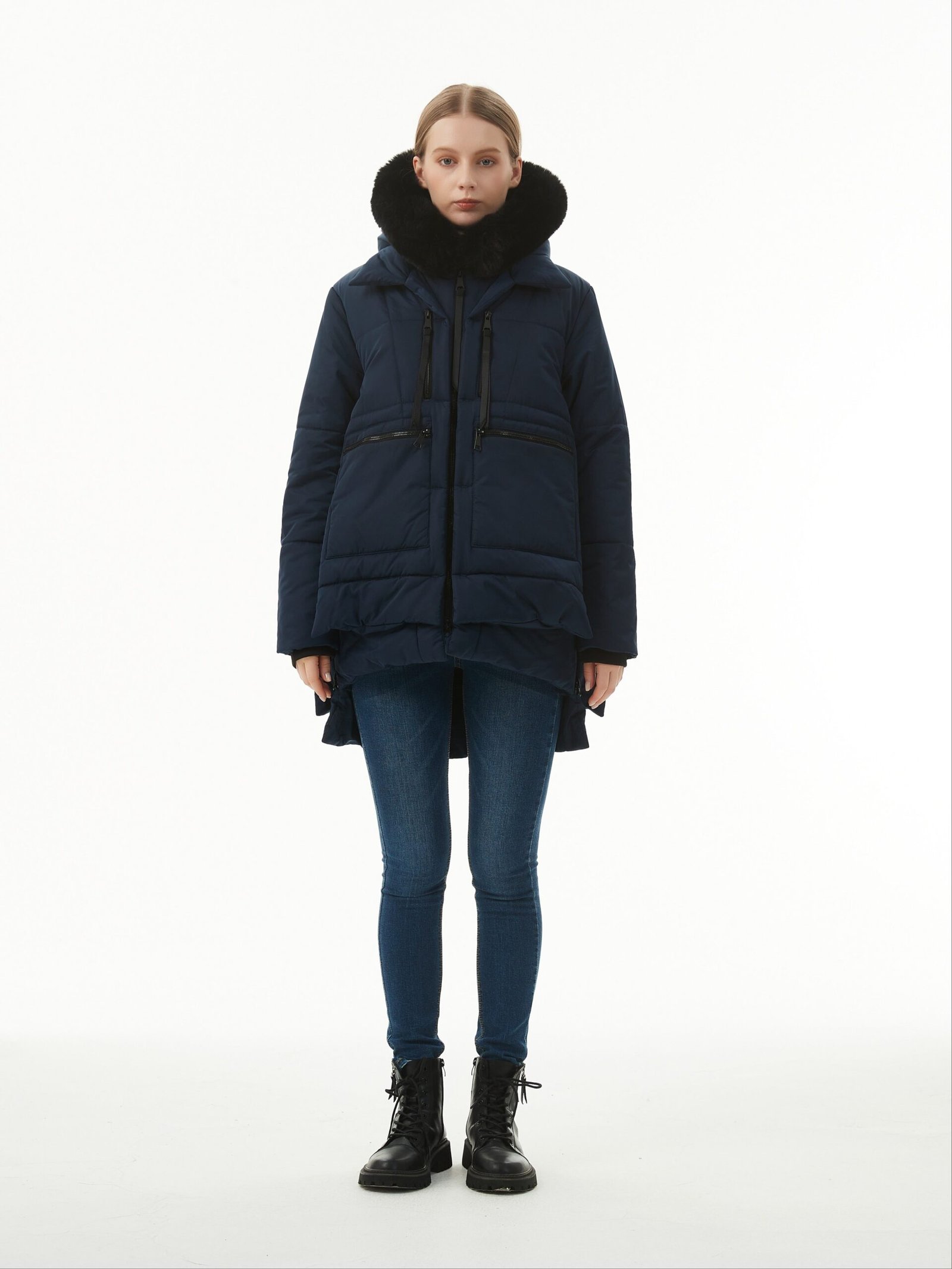 Women's Warm Winter Waterproof Hooded Puffer Jacket, Thicken Fleece Lined Jacket With Removable Faux Fur Trim, Women's Clothing